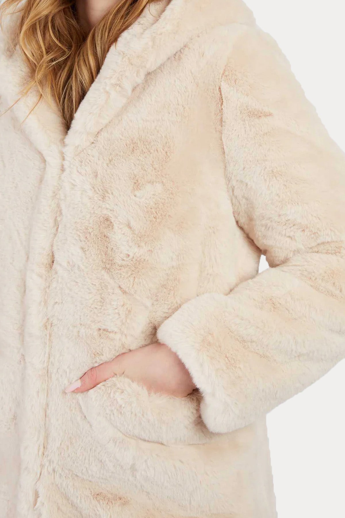 Rene Derhy Relaxed Fit Kapüşonlu Peluş Mont