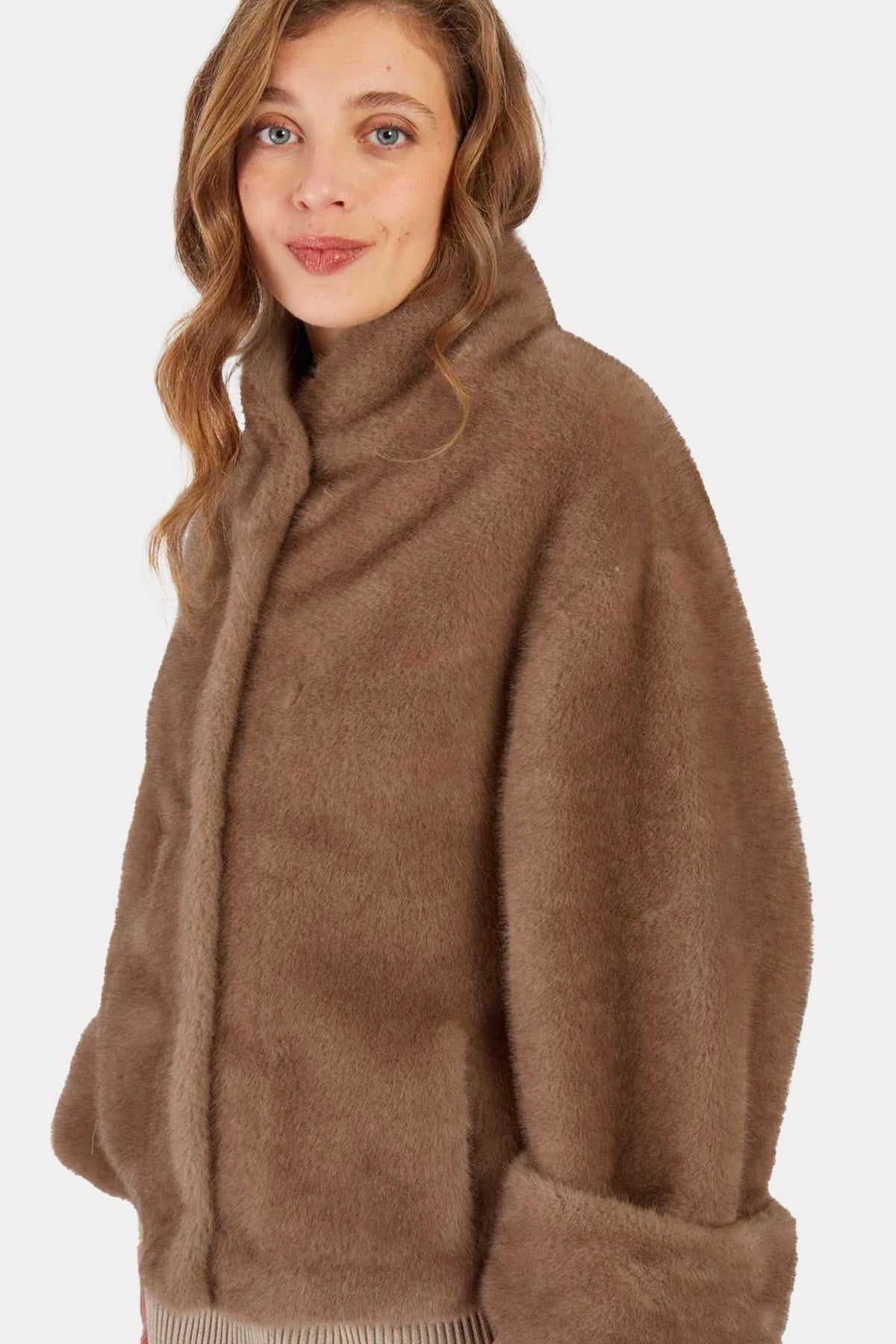 Rene Derhy Comfort Fit Dik Yaka Peluş Ceket