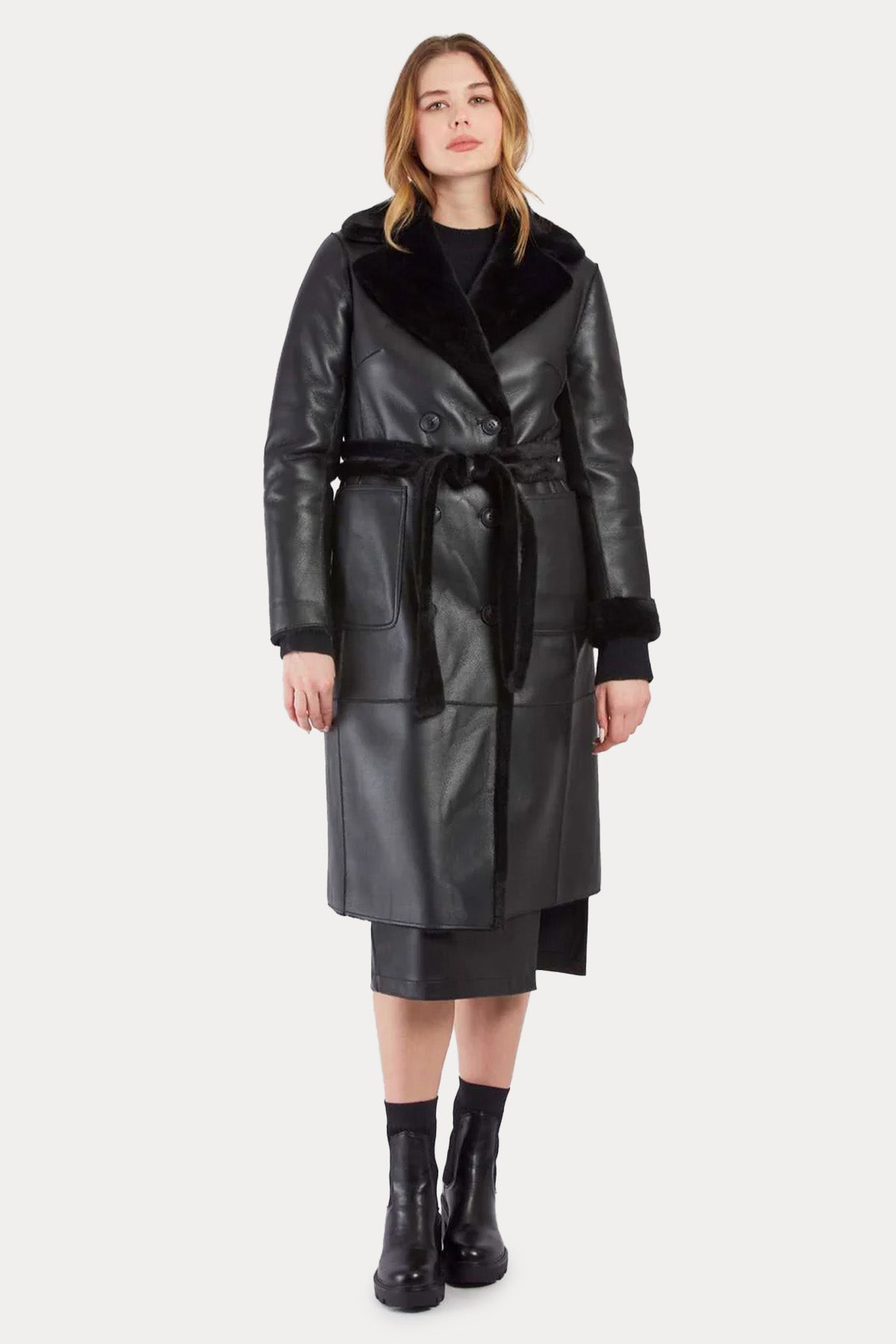 Rene Derhy Çift Taraflı Kruvaze Kemerli Kaban