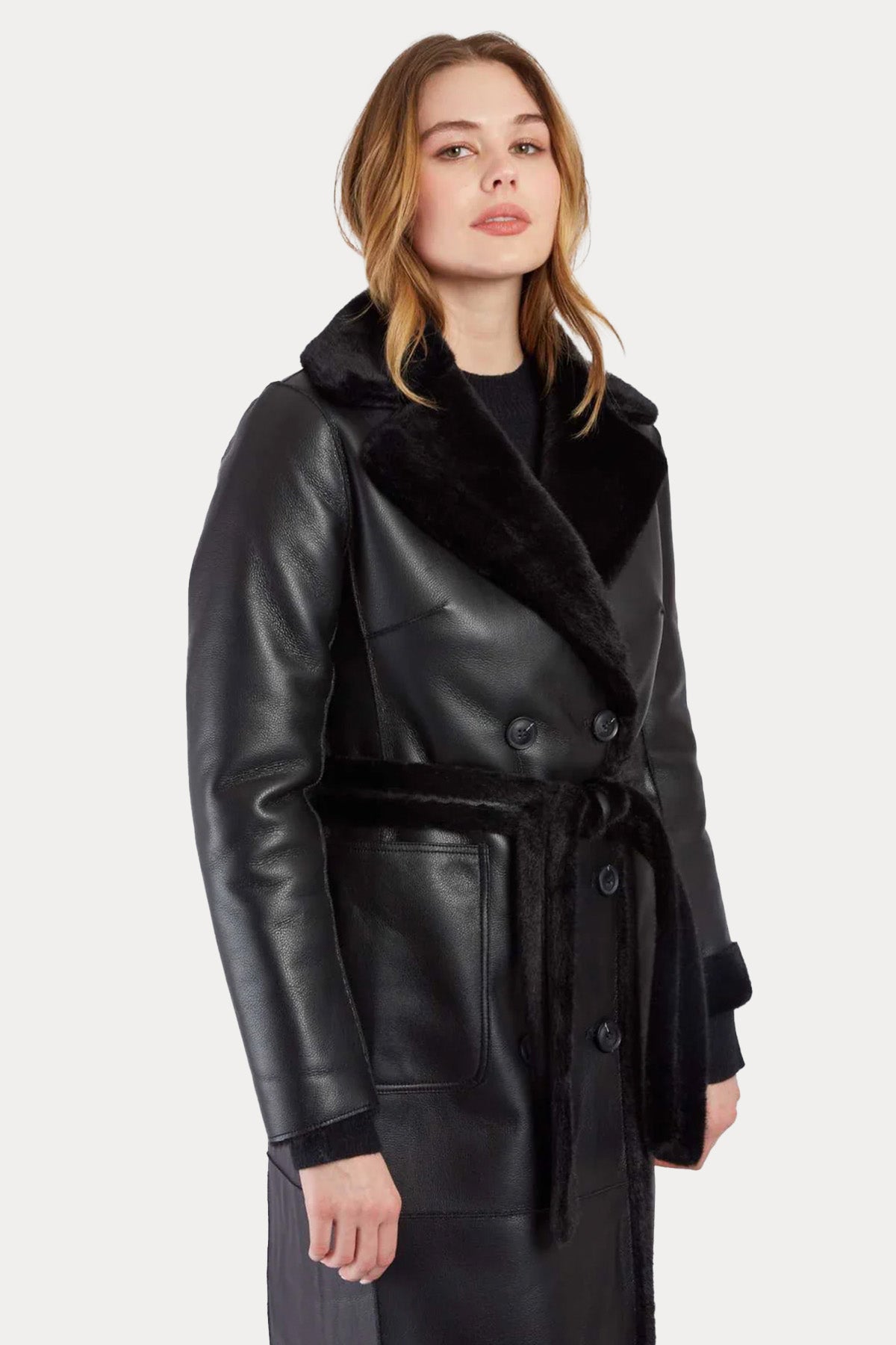 Rene Derhy Çift Taraflı Kruvaze Kemerli Kaban