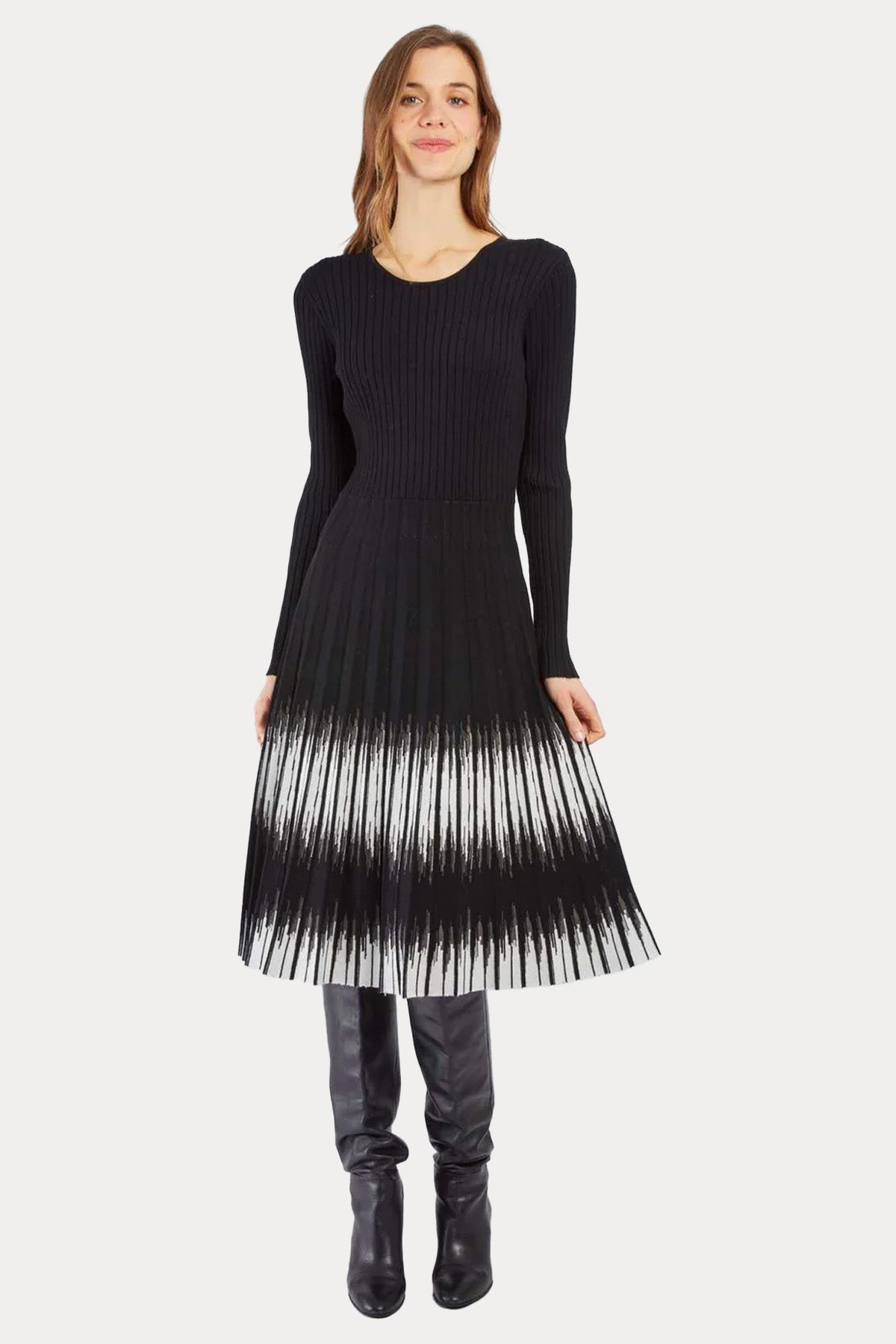 Rene Derhy Fitilli Pileli Örgü Midi Triko Elbise