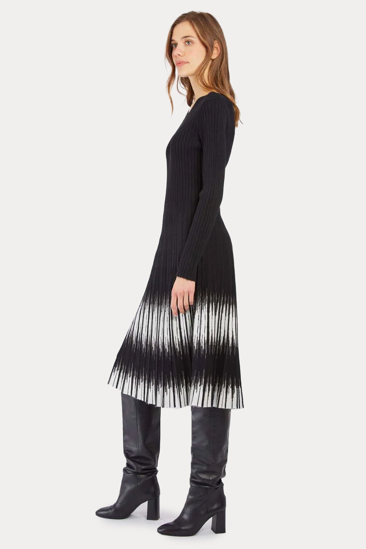 Rene Derhy Fitilli Pileli Örgü Midi Triko Elbise