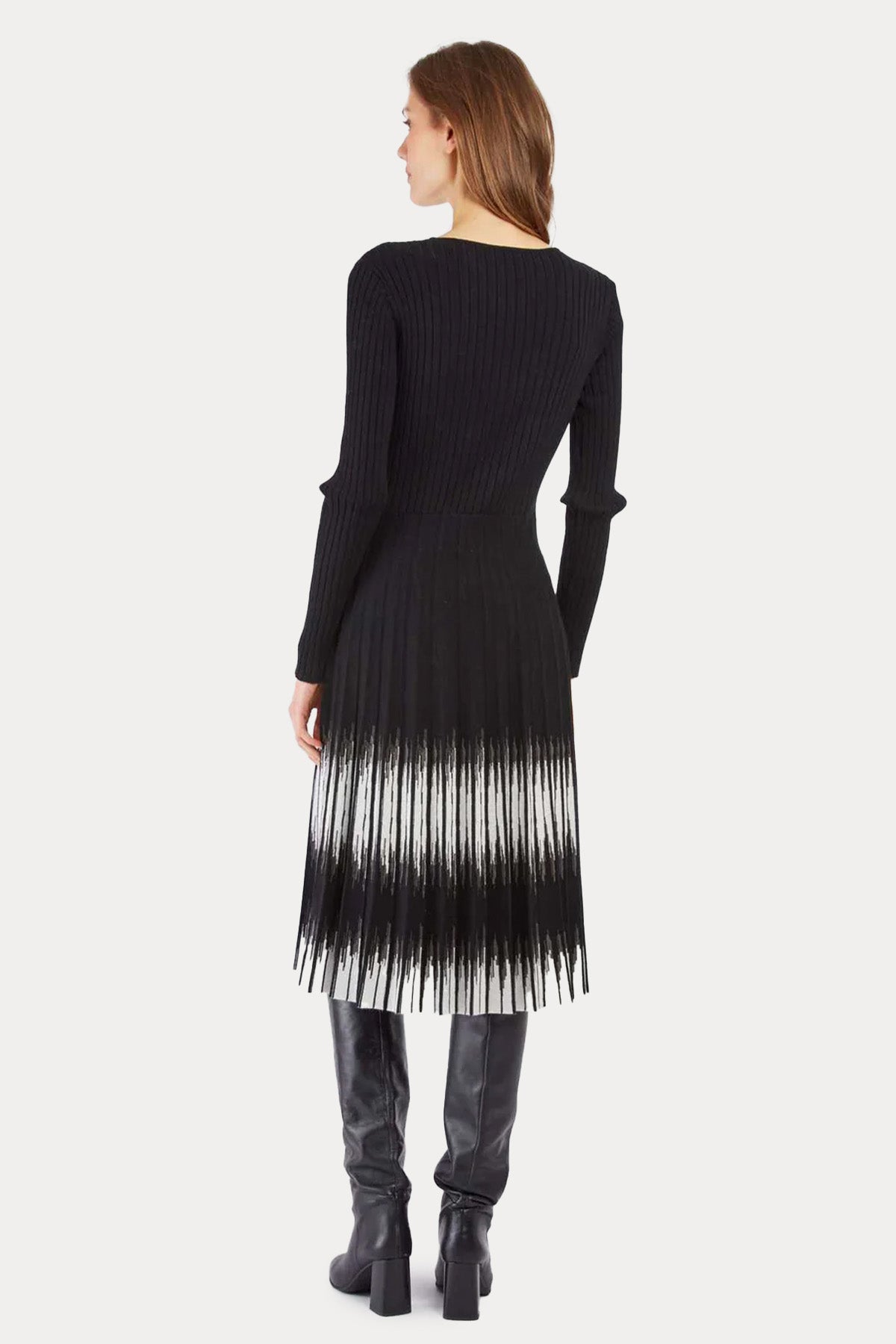 Rene Derhy Fitilli Pileli Örgü Midi Triko Elbise