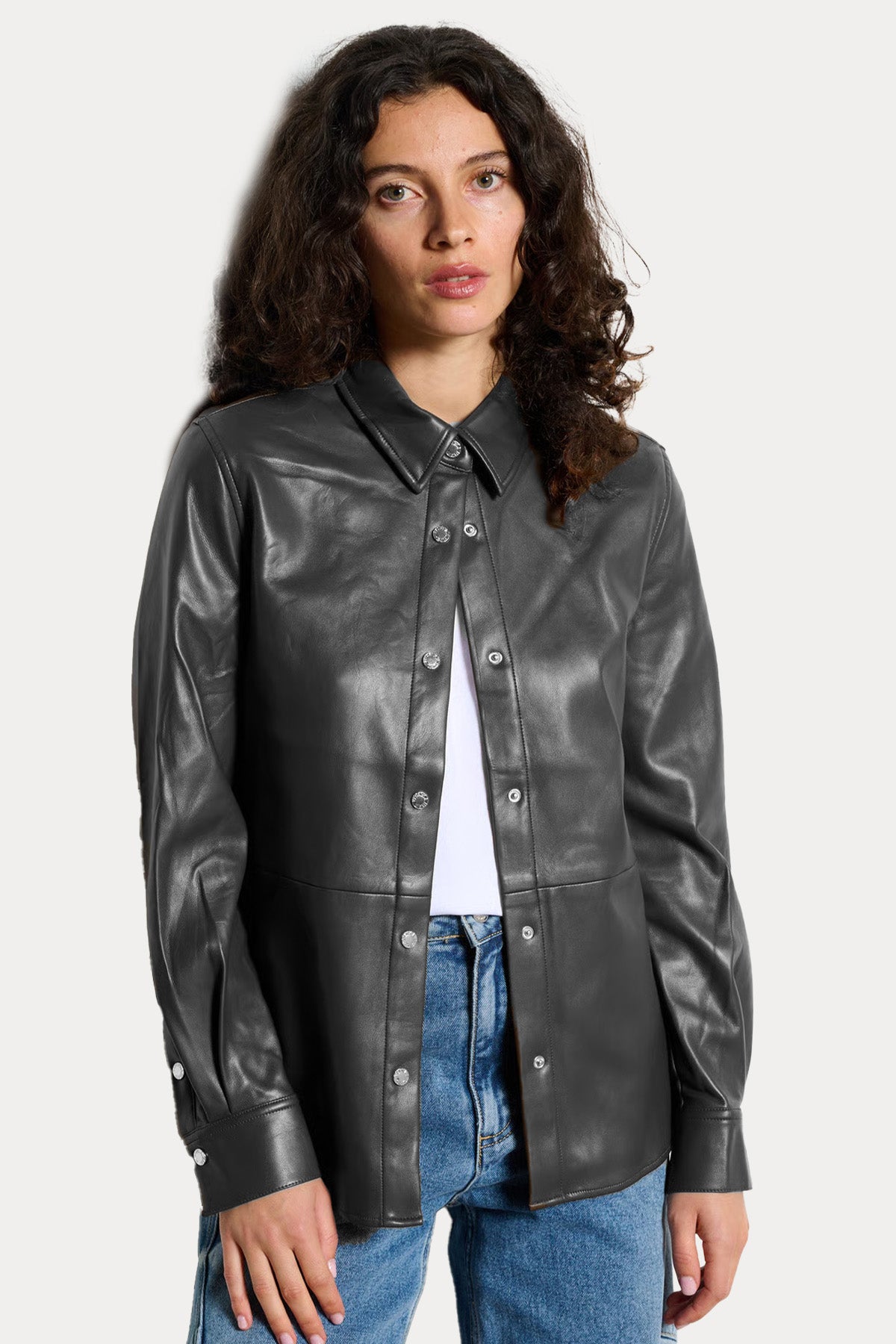 Berenice Celian Regular Fit Deri Gömlek