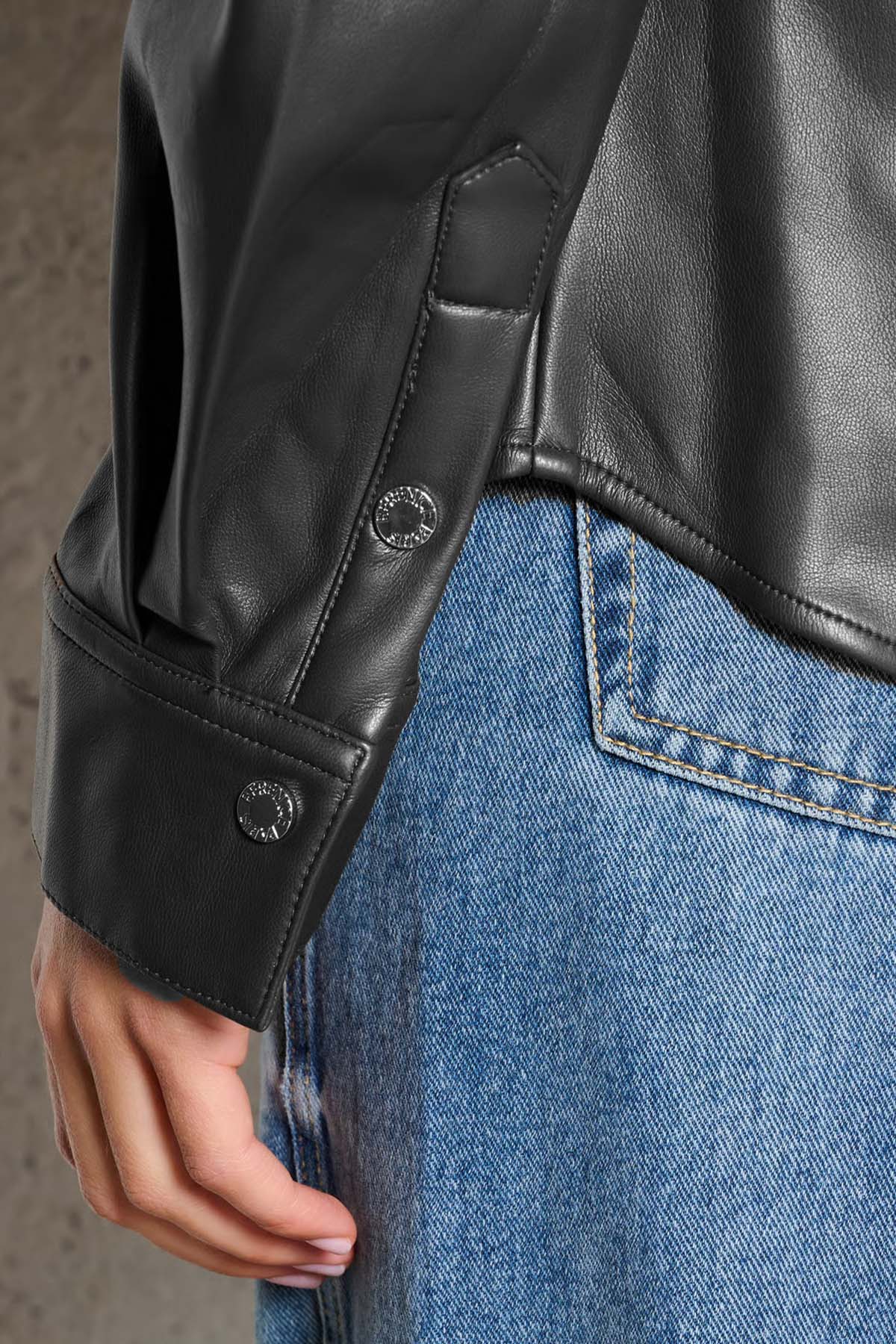 Berenice Celian Regular Fit Deri Gömlek