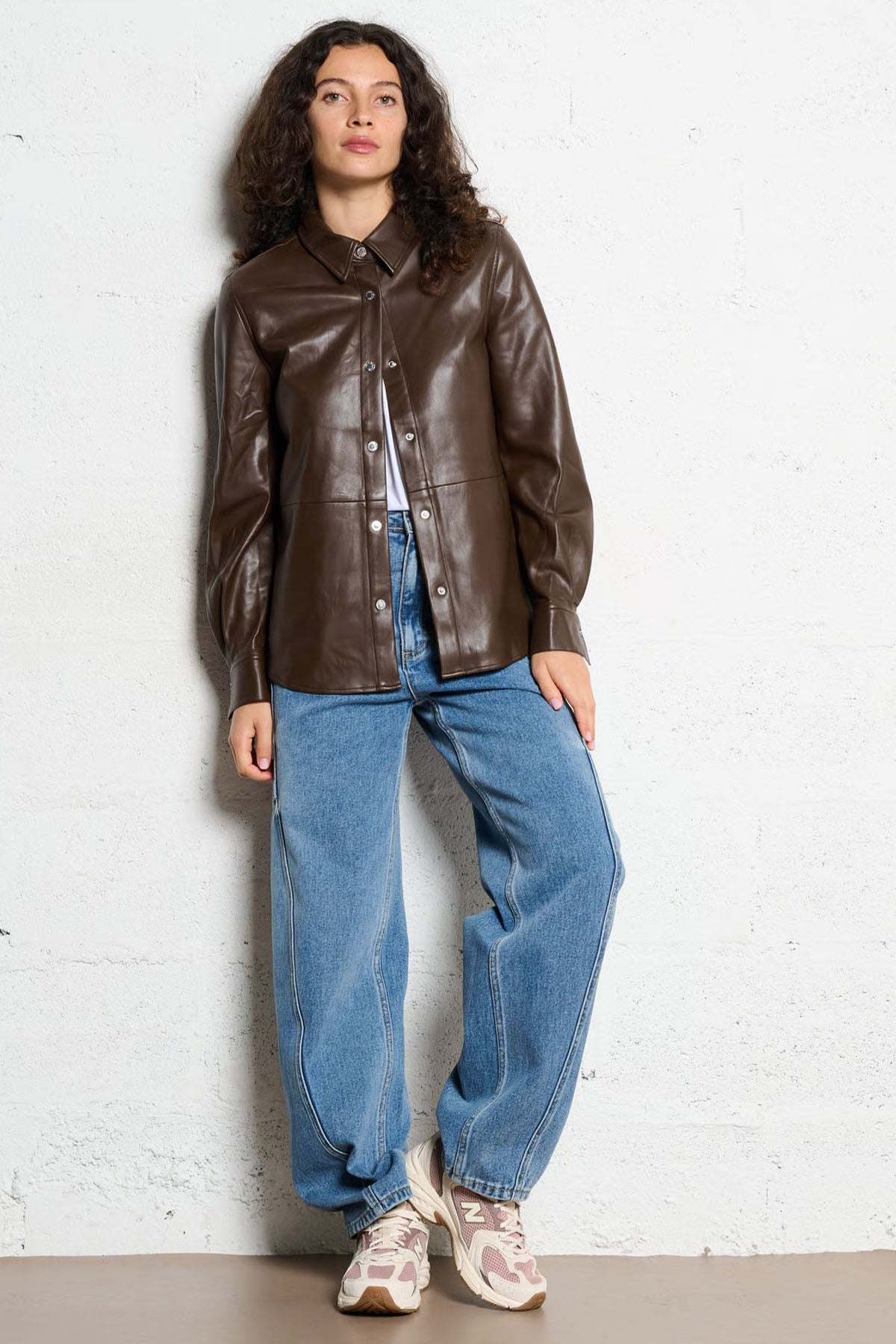 Berenice Celian Regular Fit Deri Gömlek