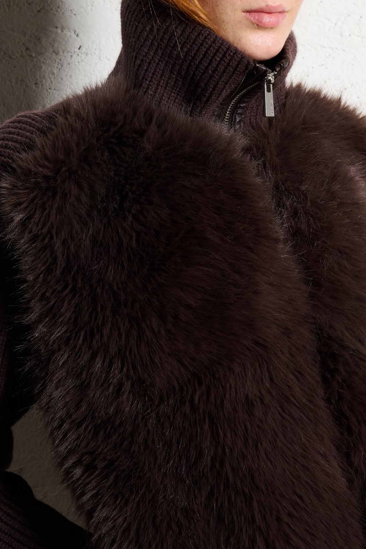 Berenice Voopy Dik Yaka Örgü Peluş Ceket