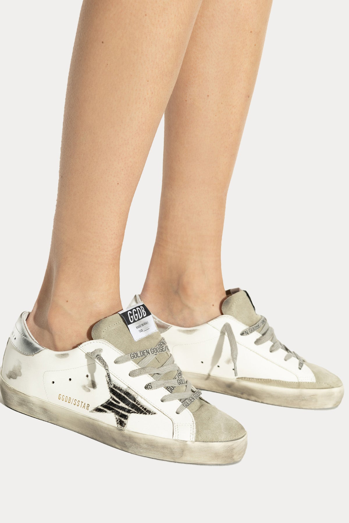Golden Goose Super-Star Zebra Desenli Deri Sneaker Ayakkabı