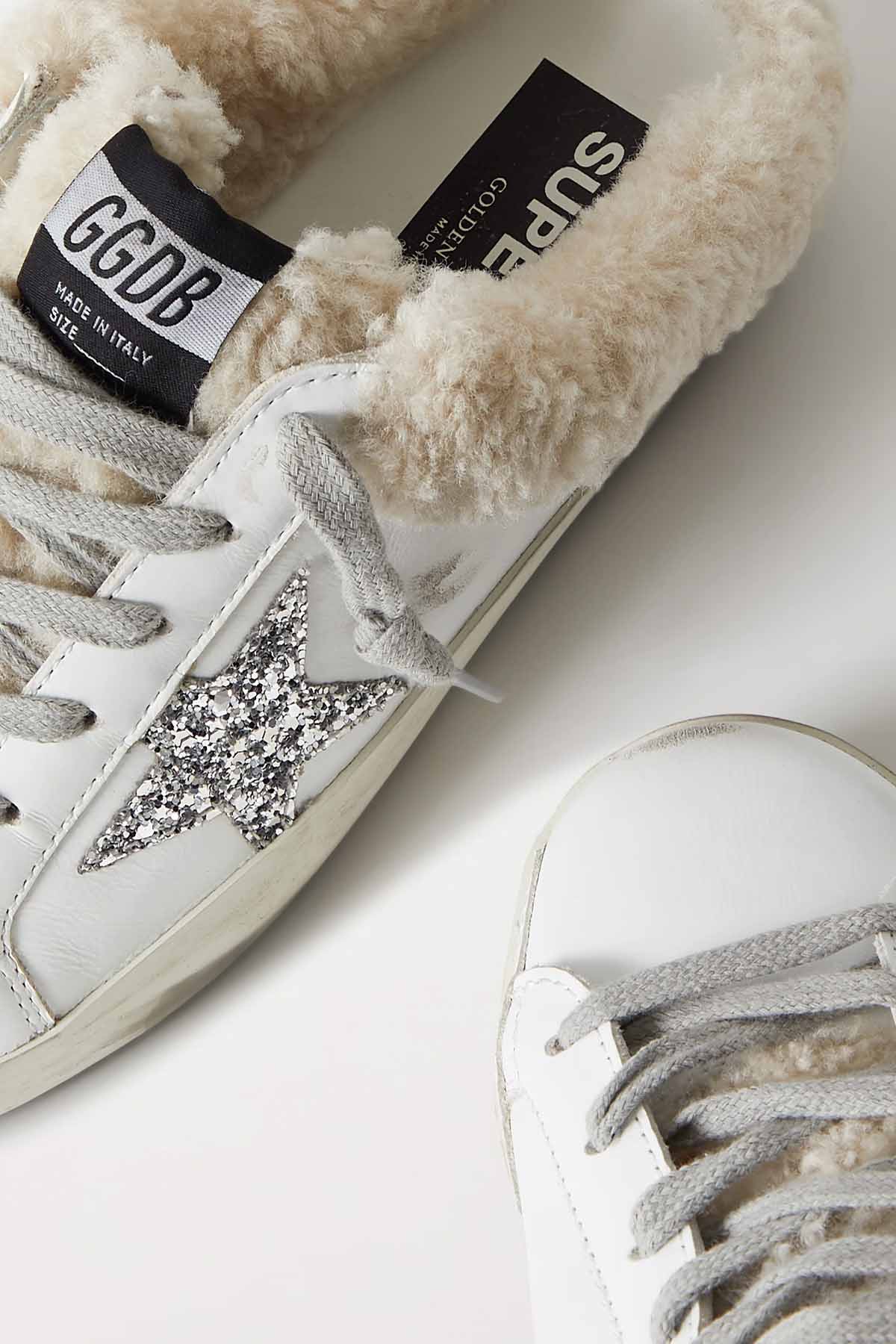 Golden Goose Super-Star Sabot İçi Kürklü Payetli Deri Sneaker Ayakkabı