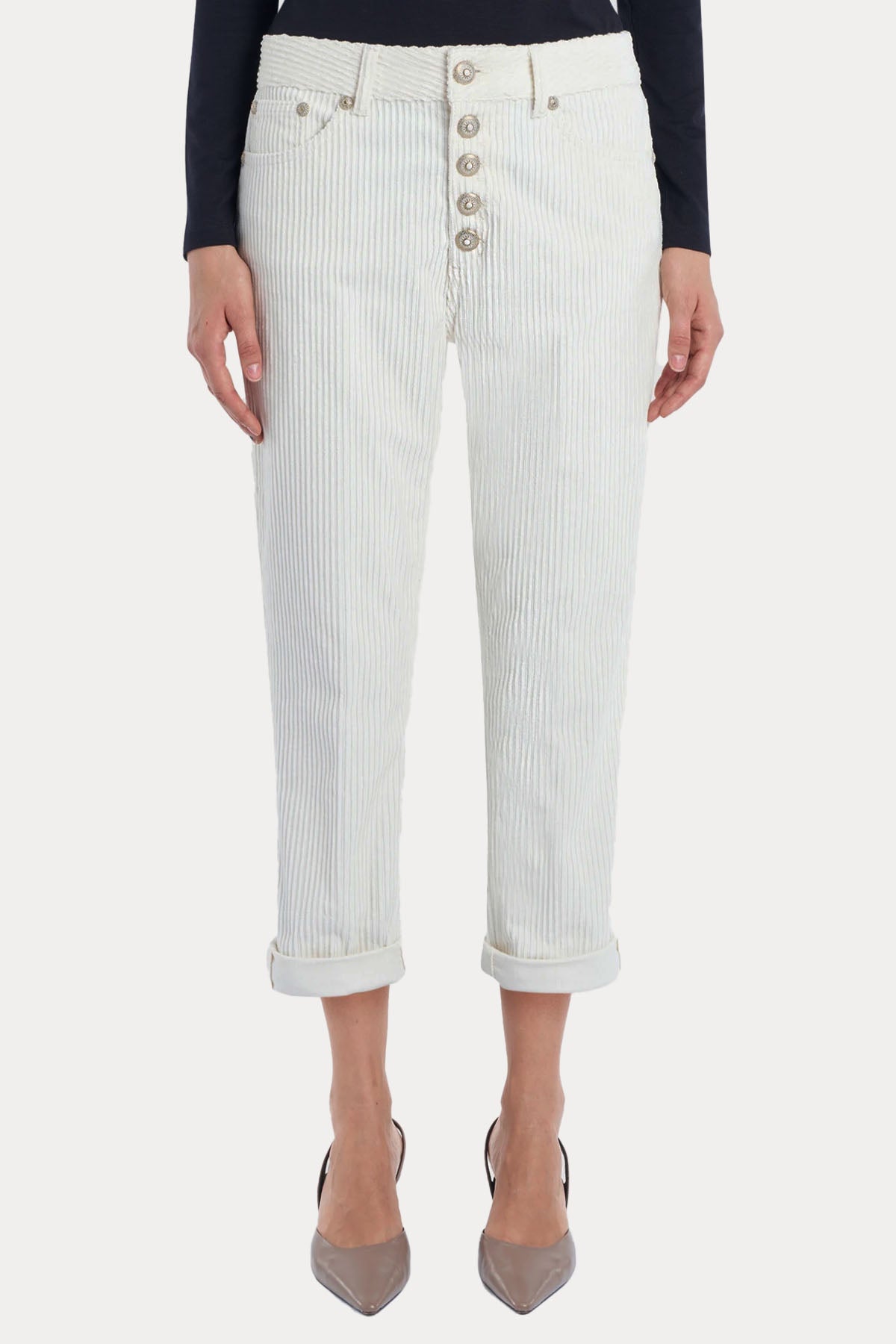 Dondup Koons Loose Fit Yüksek Bel Fitilli Kadife Pantolon