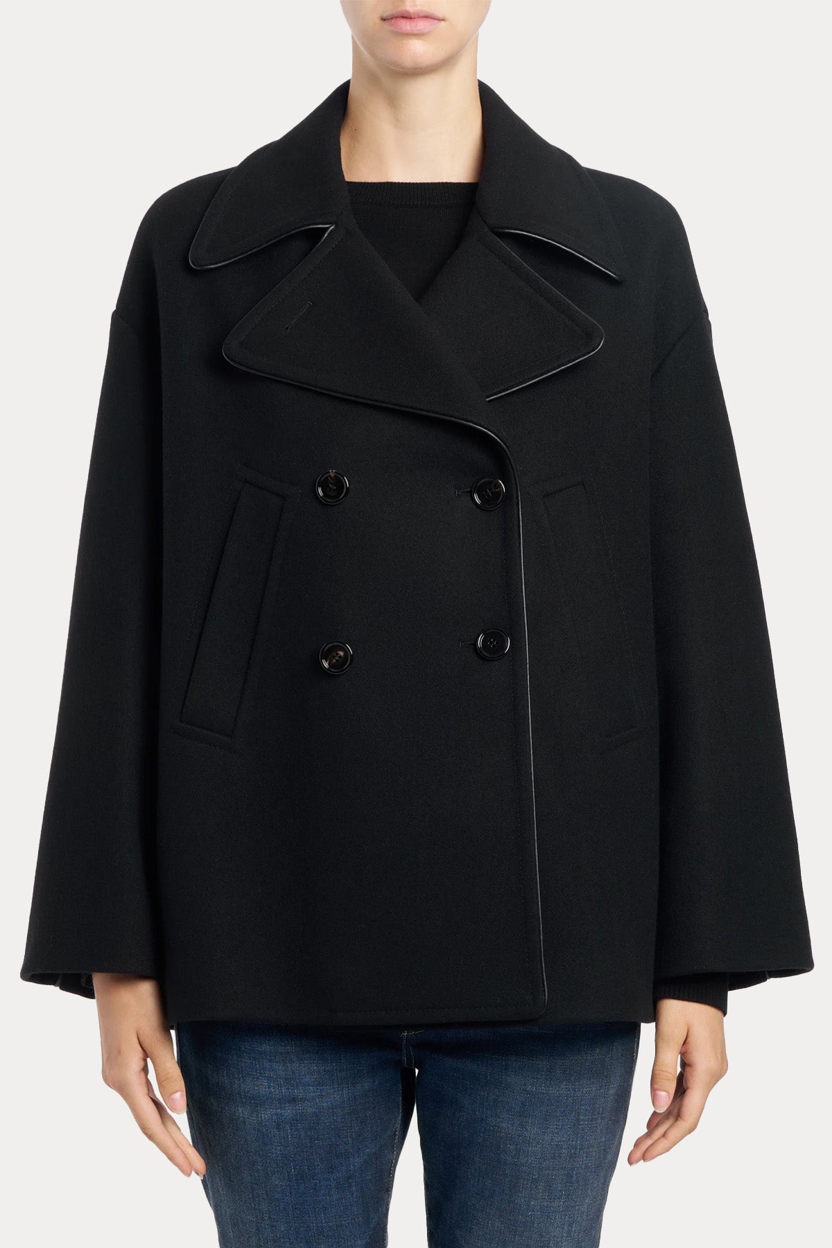 Dondup Geniş Kesim Kruvaze Kaşmir Yün Kaban