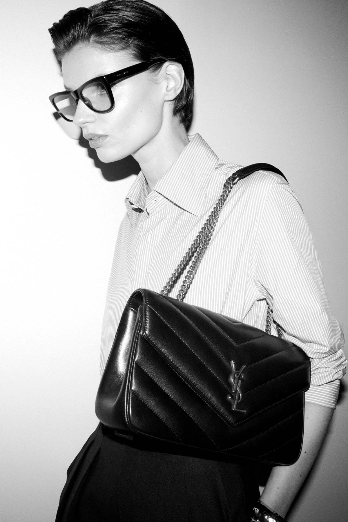 Saint Laurent Logolu Medium Deri Omuz Çantası