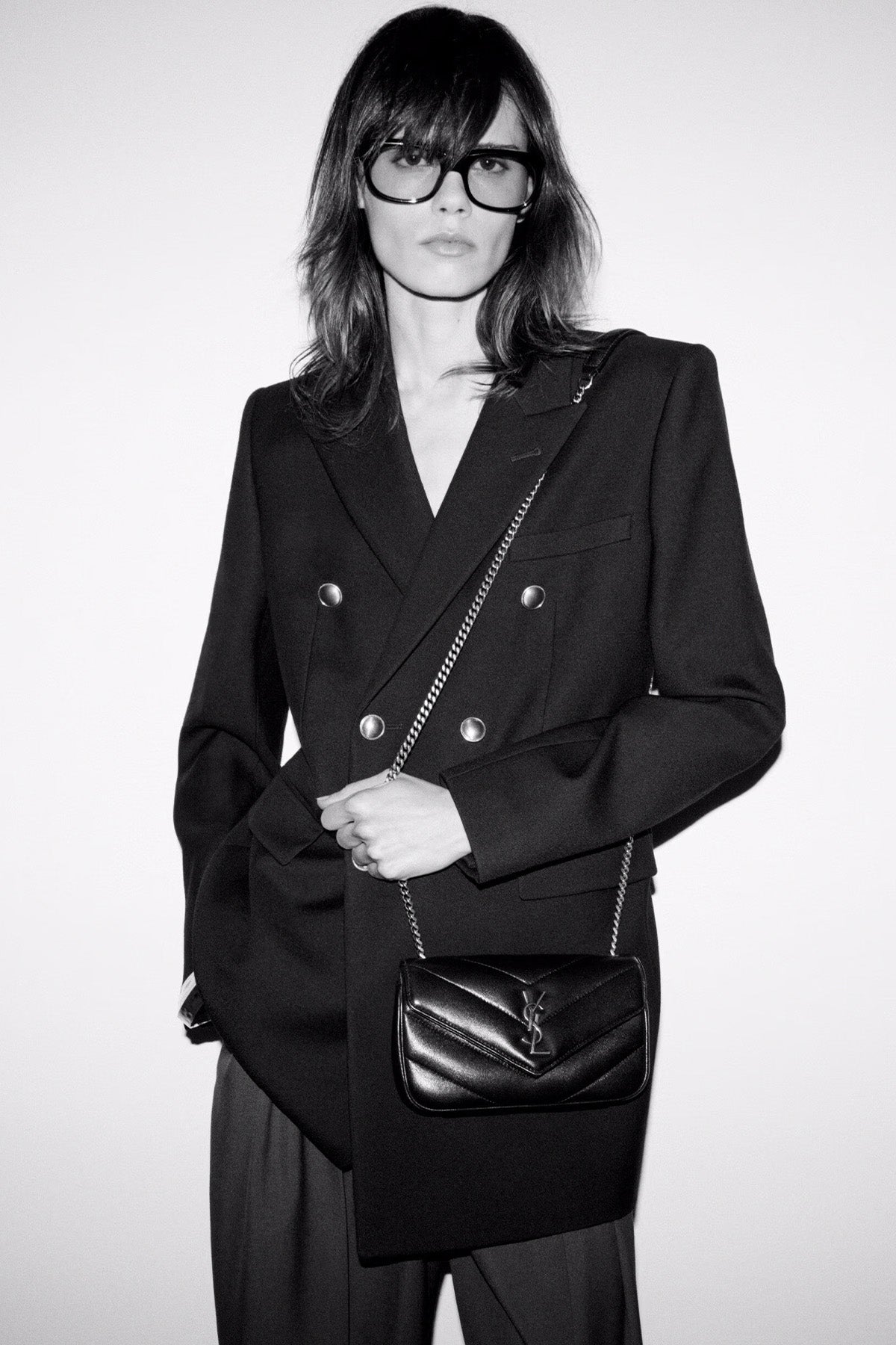 Saint Laurent Logolu Small Zincir Askılı Deri Omuz Çantası