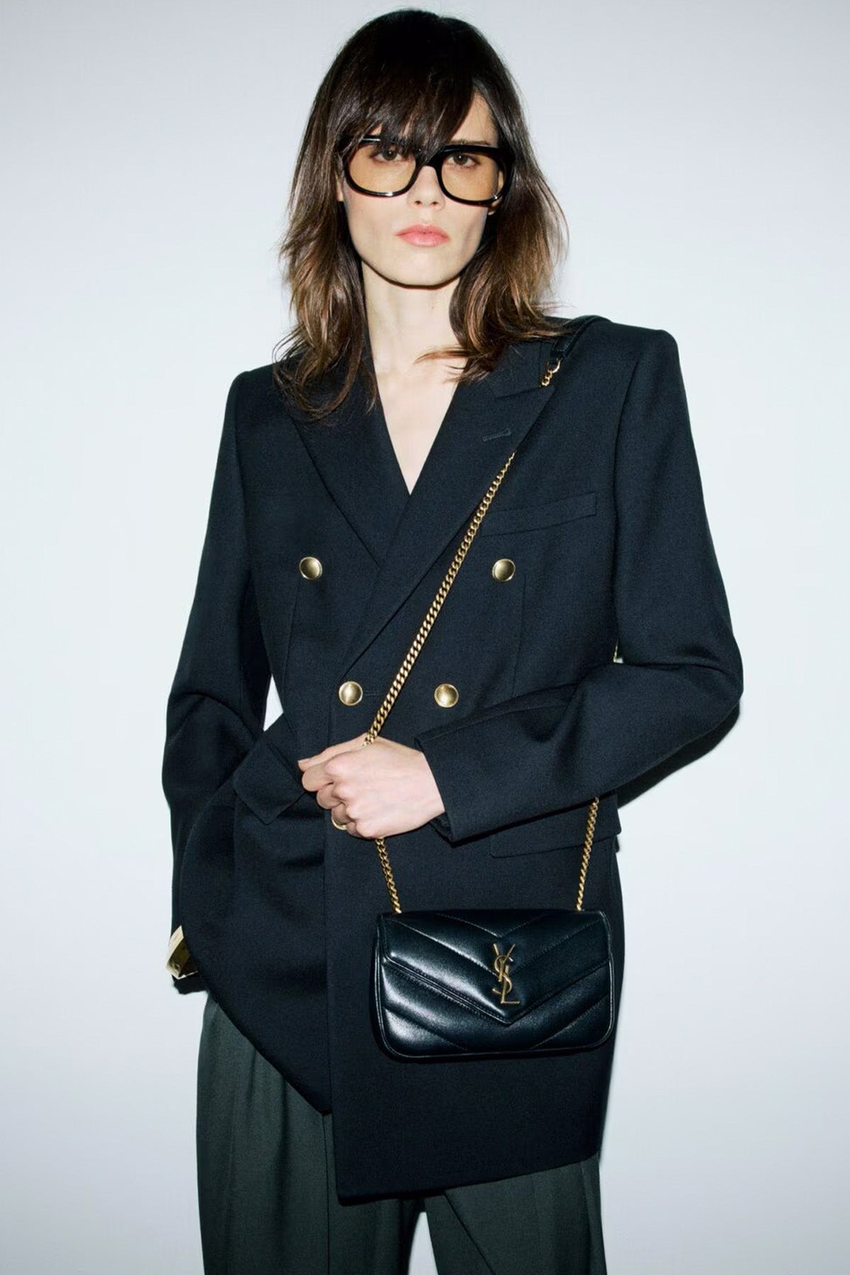 Saint Laurent Zincir Askılı Logolu Small Deri Omuz Çantası