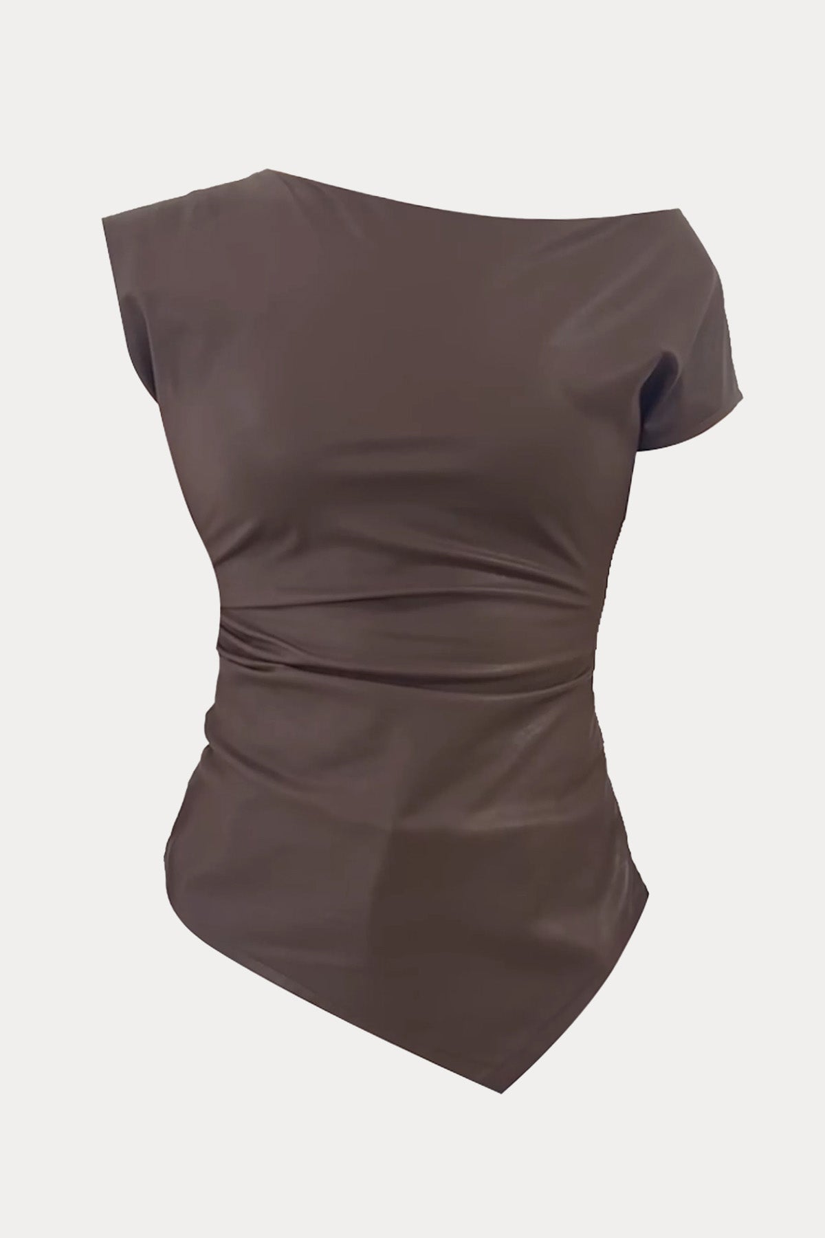 Bsb Asimetrik Kesim Deri Bluz