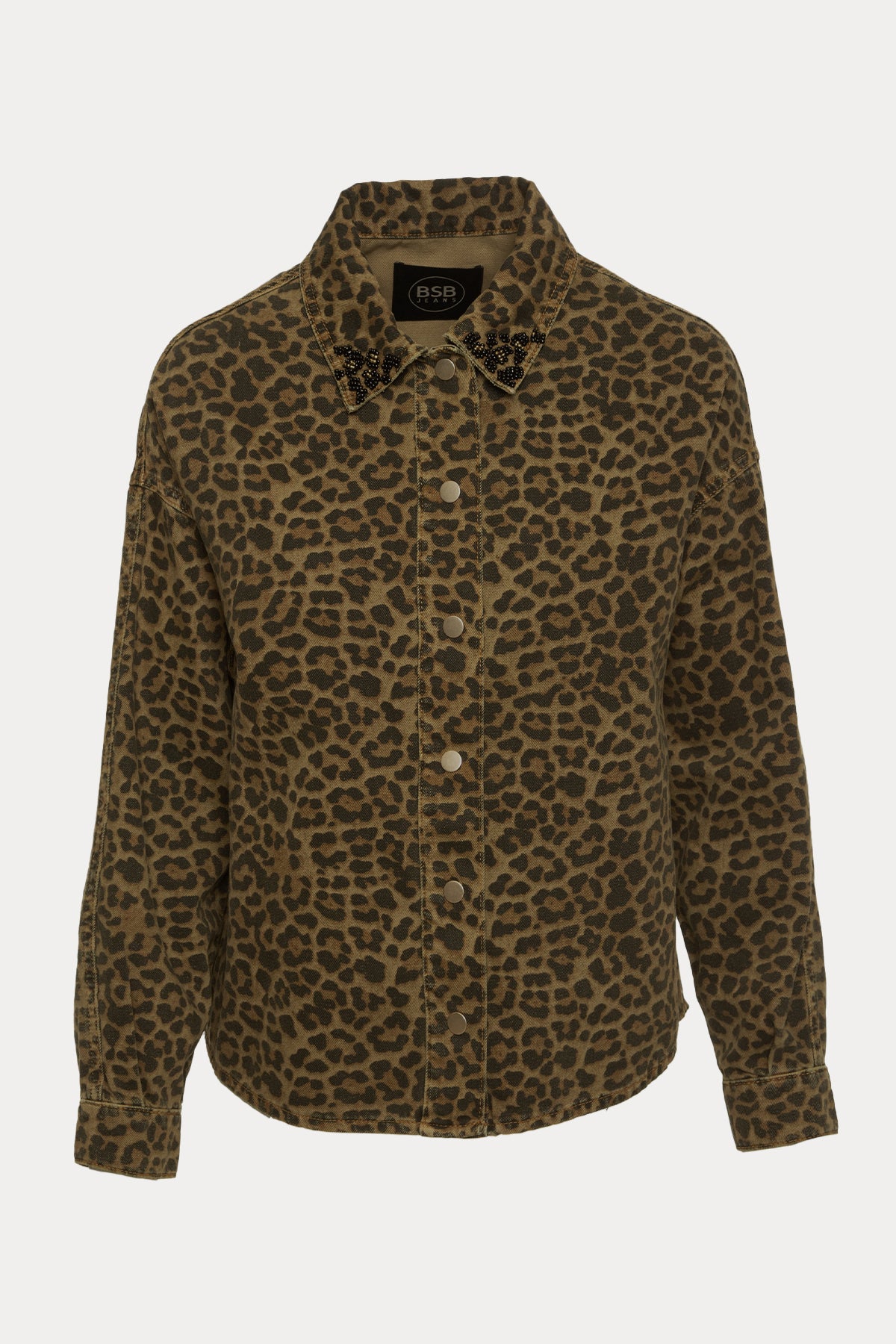 Bsb Leopar Relaxed Fit Desenli Gömlek Ceket-Gömlek-Libas