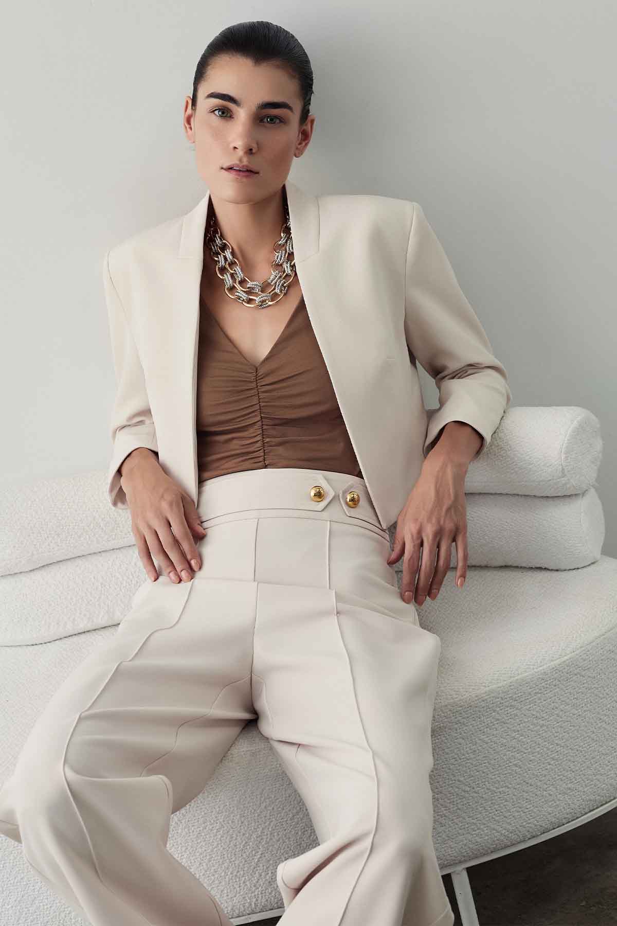 Bsb Relaxed Fit Yüksek Belli Streç Pantolon