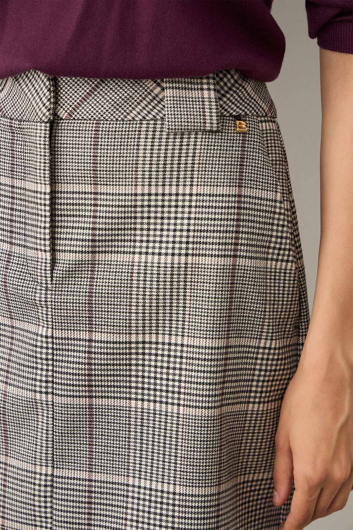 Bsb Ekose Desenli Mini Etek