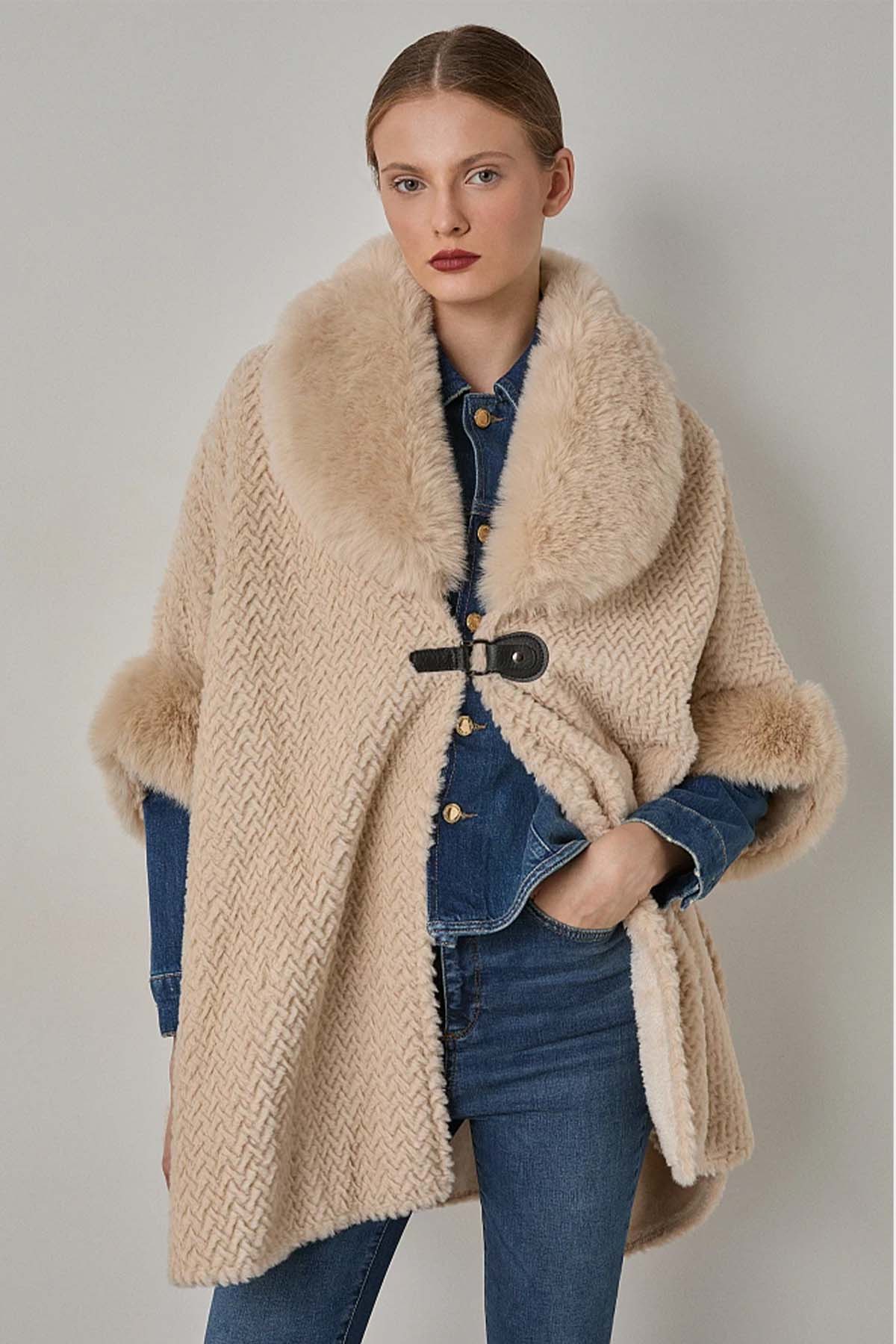 Bsb Relaxed Fit Peluş Panço Ceket