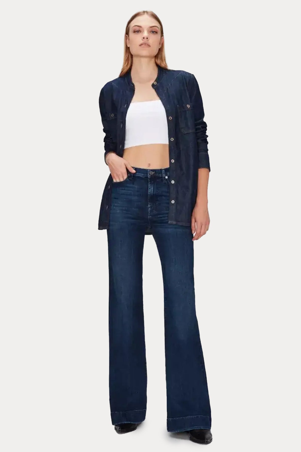 7 For All Mankind Yüksek Bel Streç Modern Dojo Jeans-Jeans-Libas