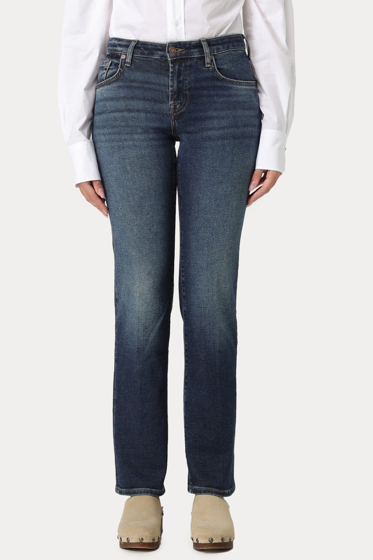 7 For All Mankind Straight Ankle Fit Yıkamalı Streç Jeans