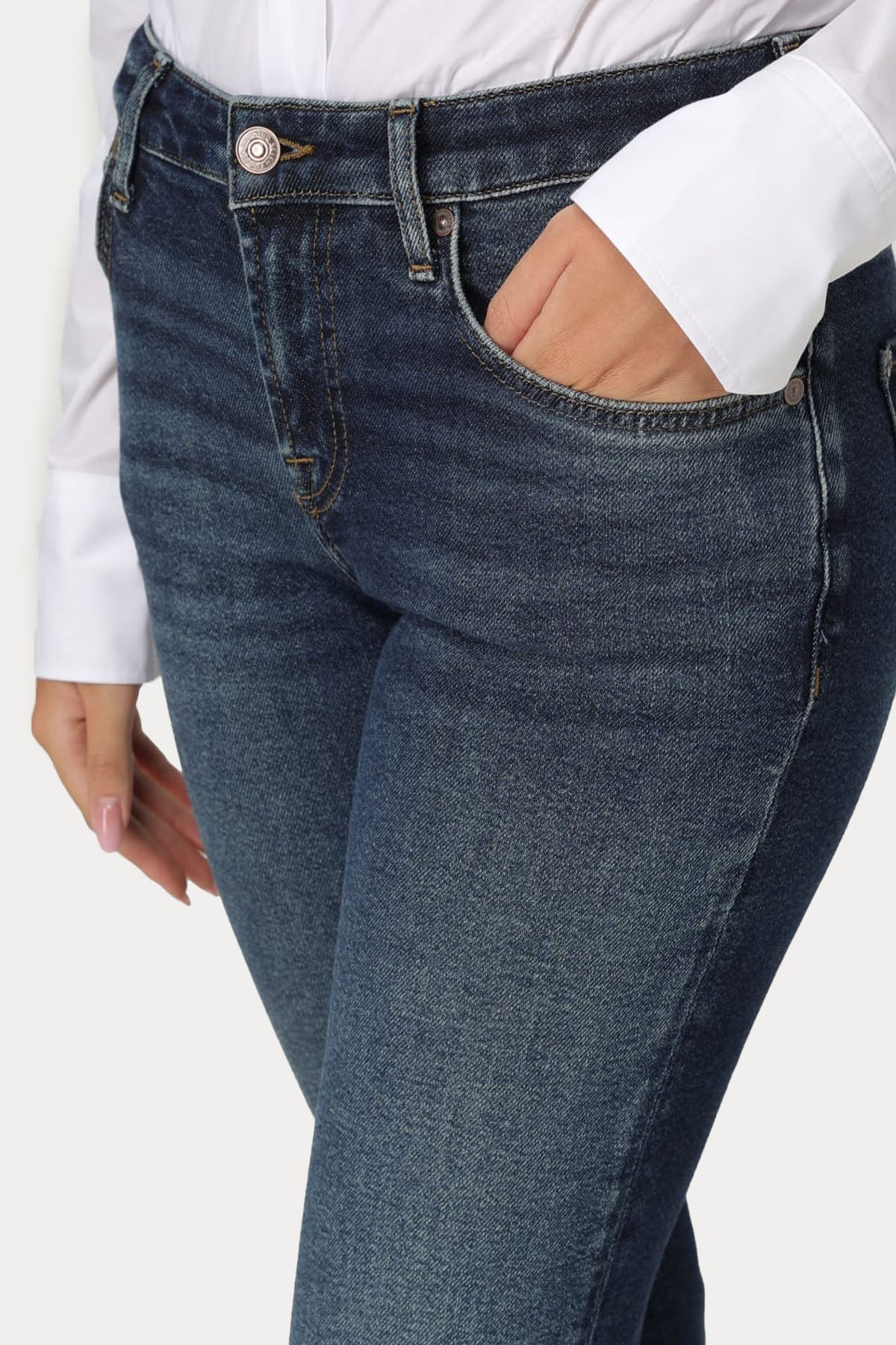 7 For All Mankind Straight Ankle Fit Yıkamalı Streç Jeans