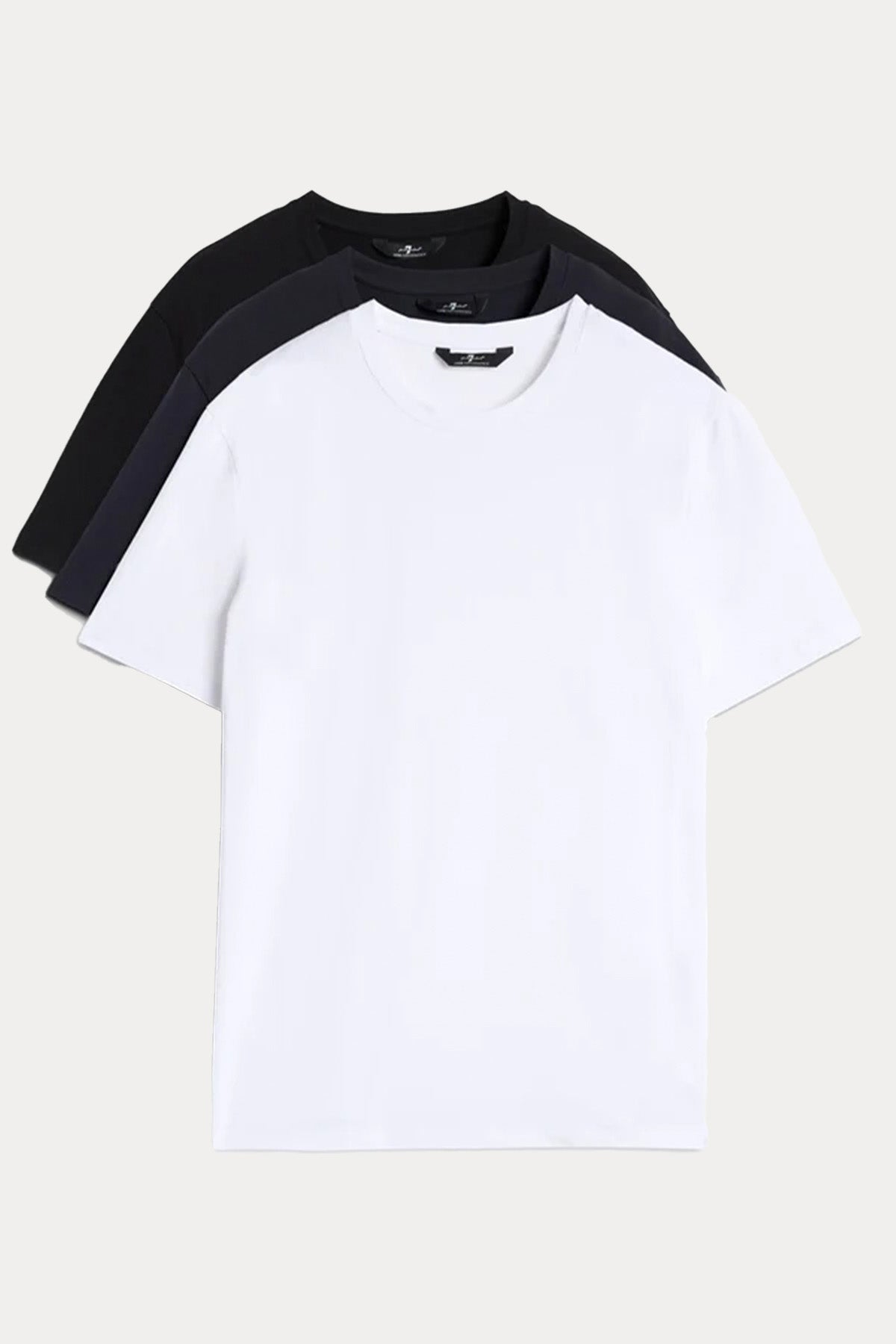 7 For All Mankind Regular Fit 3'lü Paket Streç T-shirt Set