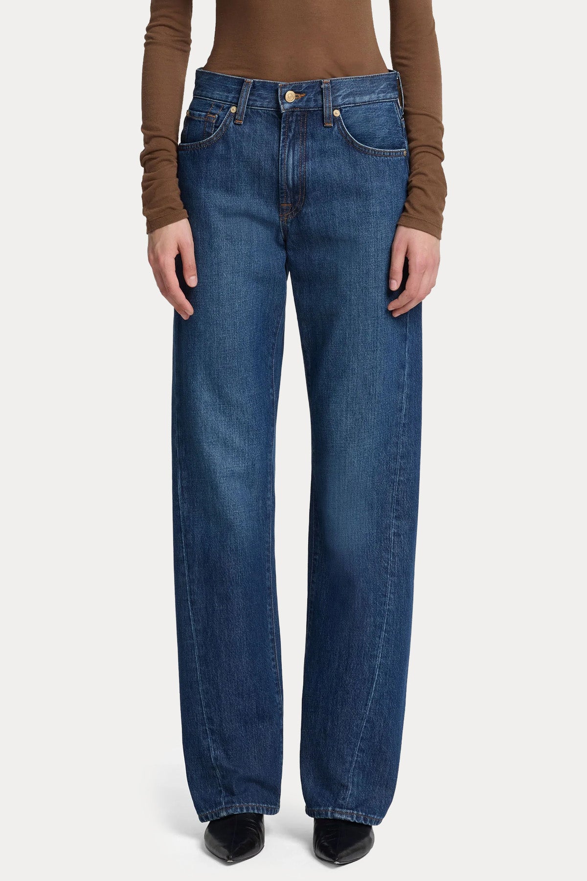 7 For All Mankind Straight Fit Yüksek Bel Yıkamalı Jeans