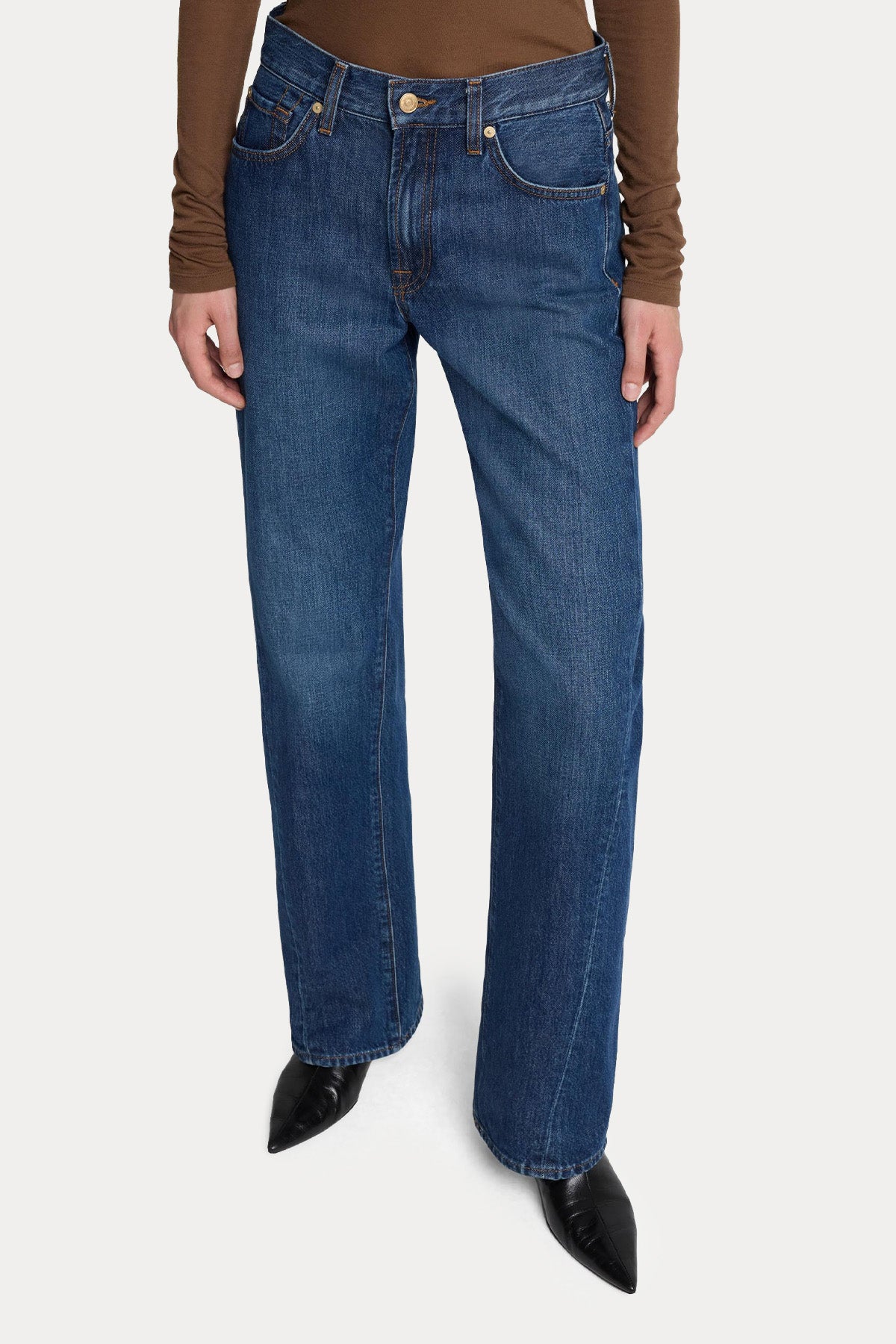 7 For All Mankind Straight Fit Yüksek Bel Yıkamalı Jeans