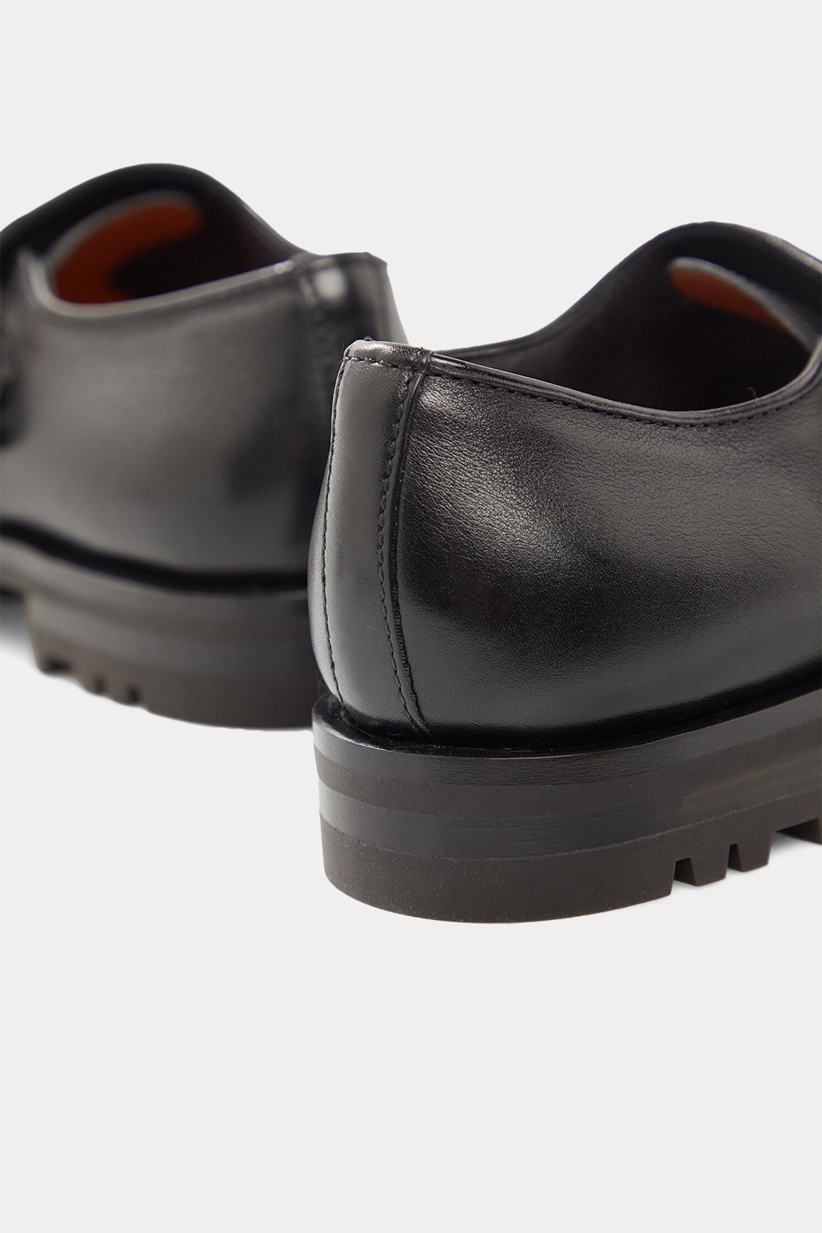 Santoni Çift Tokalı Deri Loafer Ayakkabı