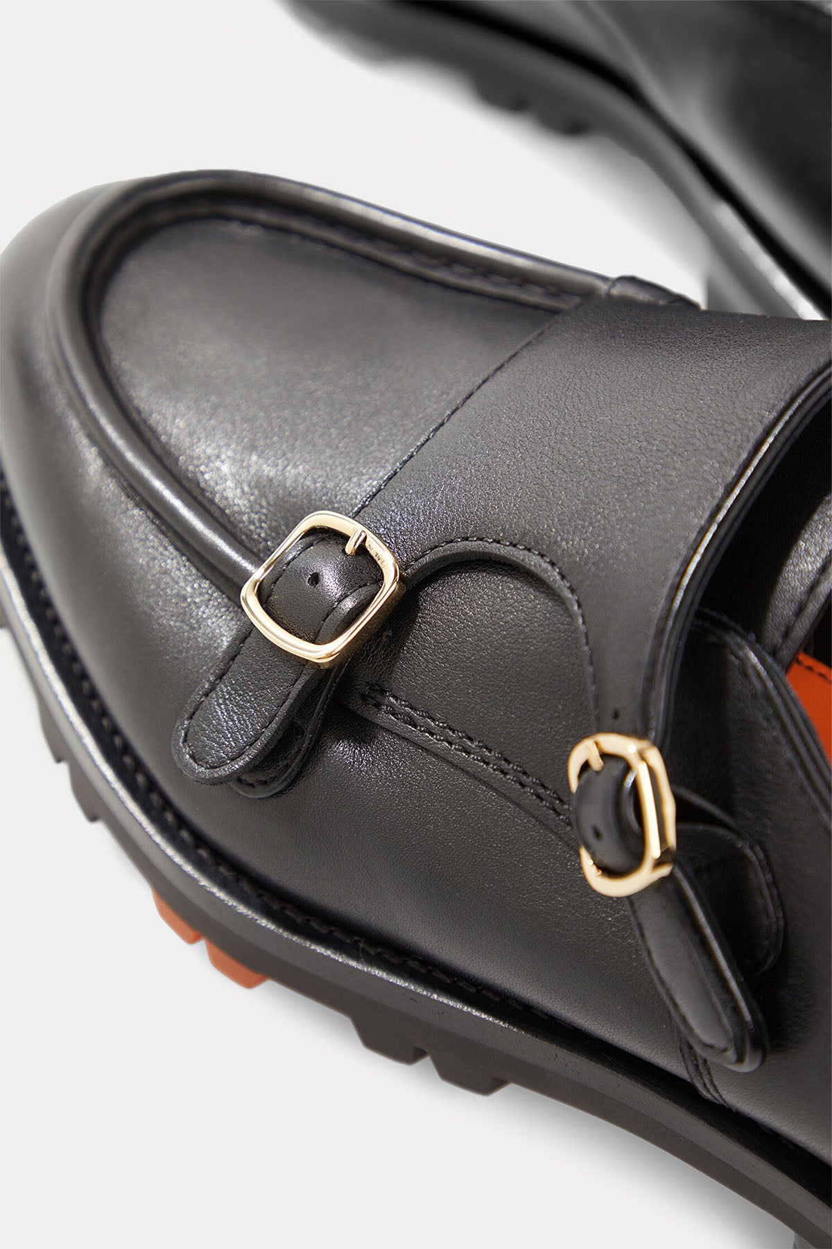 Santoni Çift Tokalı Deri Loafer Ayakkabı