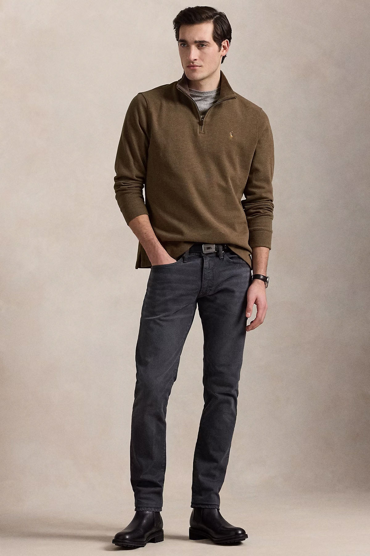 Polo Ralph Lauren Estate Rib Dik Yaka Yarım Fermuarlı Sweatshirt