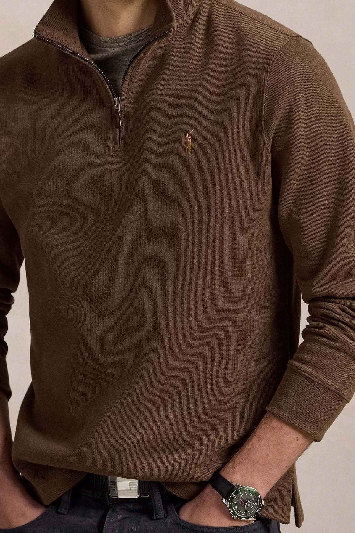 Polo Ralph Lauren Estate Rib Dik Yaka Yarım Fermuarlı Sweatshirt