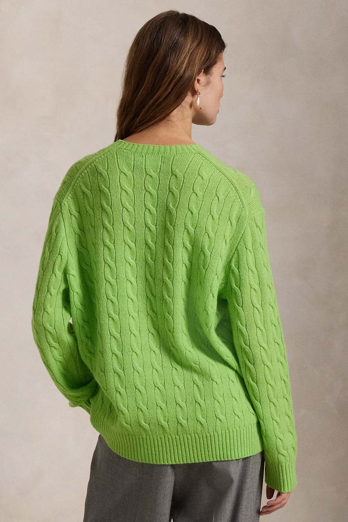 Polo Ralph Lauren Kaşmir Slim Fit Yuvarlak Yaka Saç Örgü Yün Triko