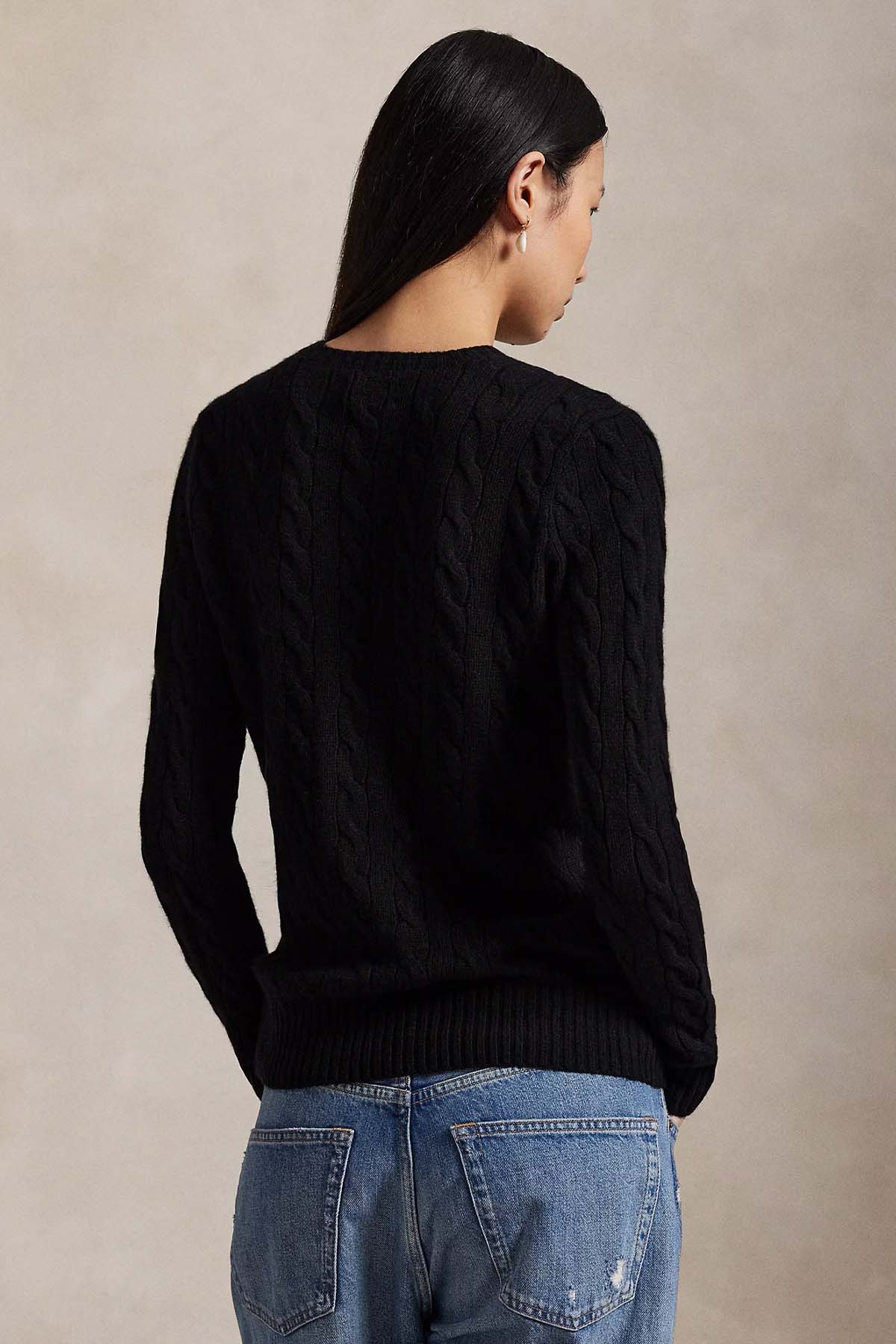 Polo Ralph Lauren Kaşmir Slim Fit Yuvarlak Yaka Saç Örgü Yün Triko