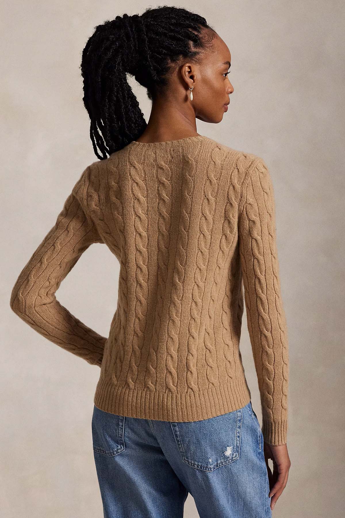 Polo Ralph Lauren Kaşmir Slim Fit Yuvarlak Yaka Saç Örgü Yün Triko