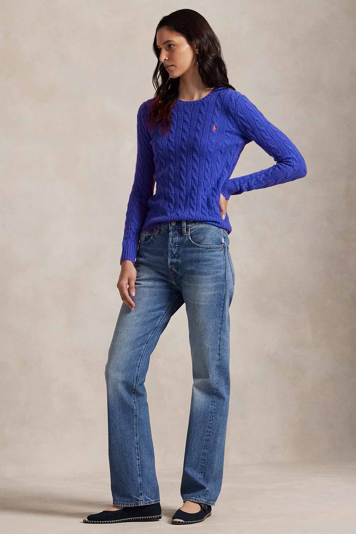 Polo Ralph Lauren Kaşmir Slim Fit Yuvarlak Yaka Saç Örgü Yün Triko