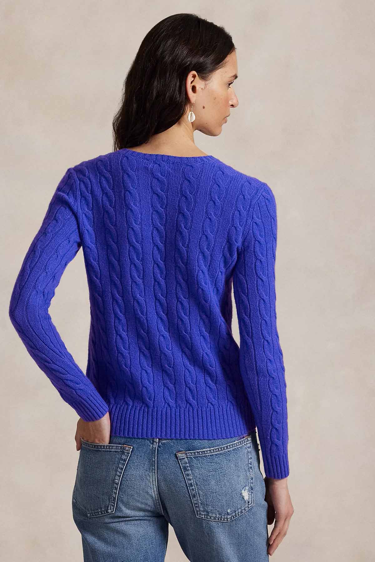 Polo Ralph Lauren Kaşmir Slim Fit Yuvarlak Yaka Saç Örgü Yün Triko