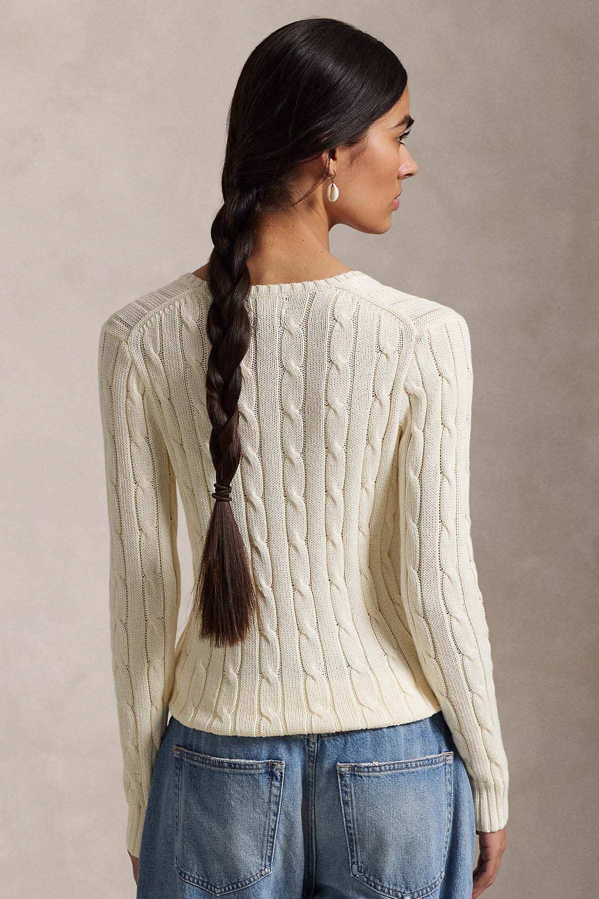 Polo Ralph Lauren Slim Fit V Yaka Saç Örgü Triko