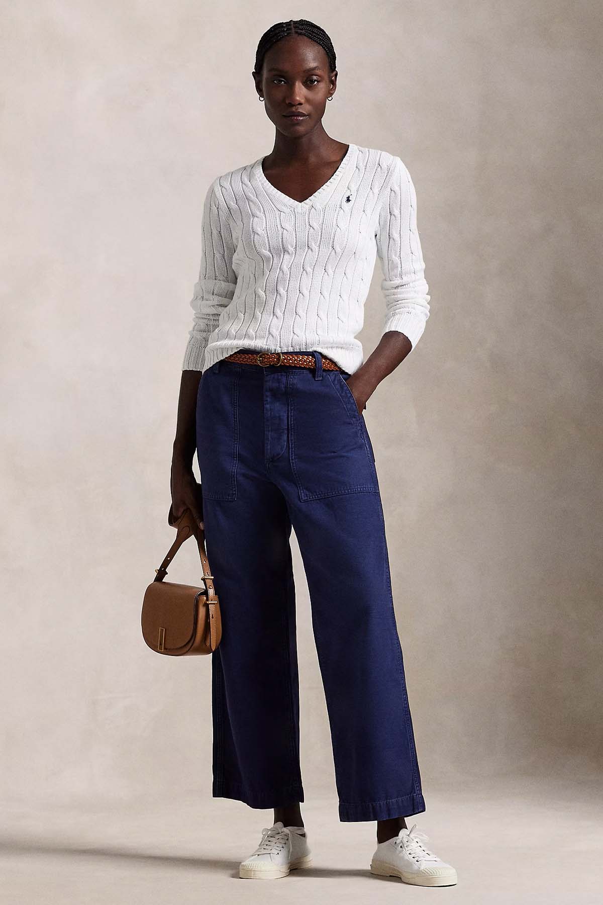 Polo Ralph Lauren Slim Fit V Yaka Saç Örgü Triko