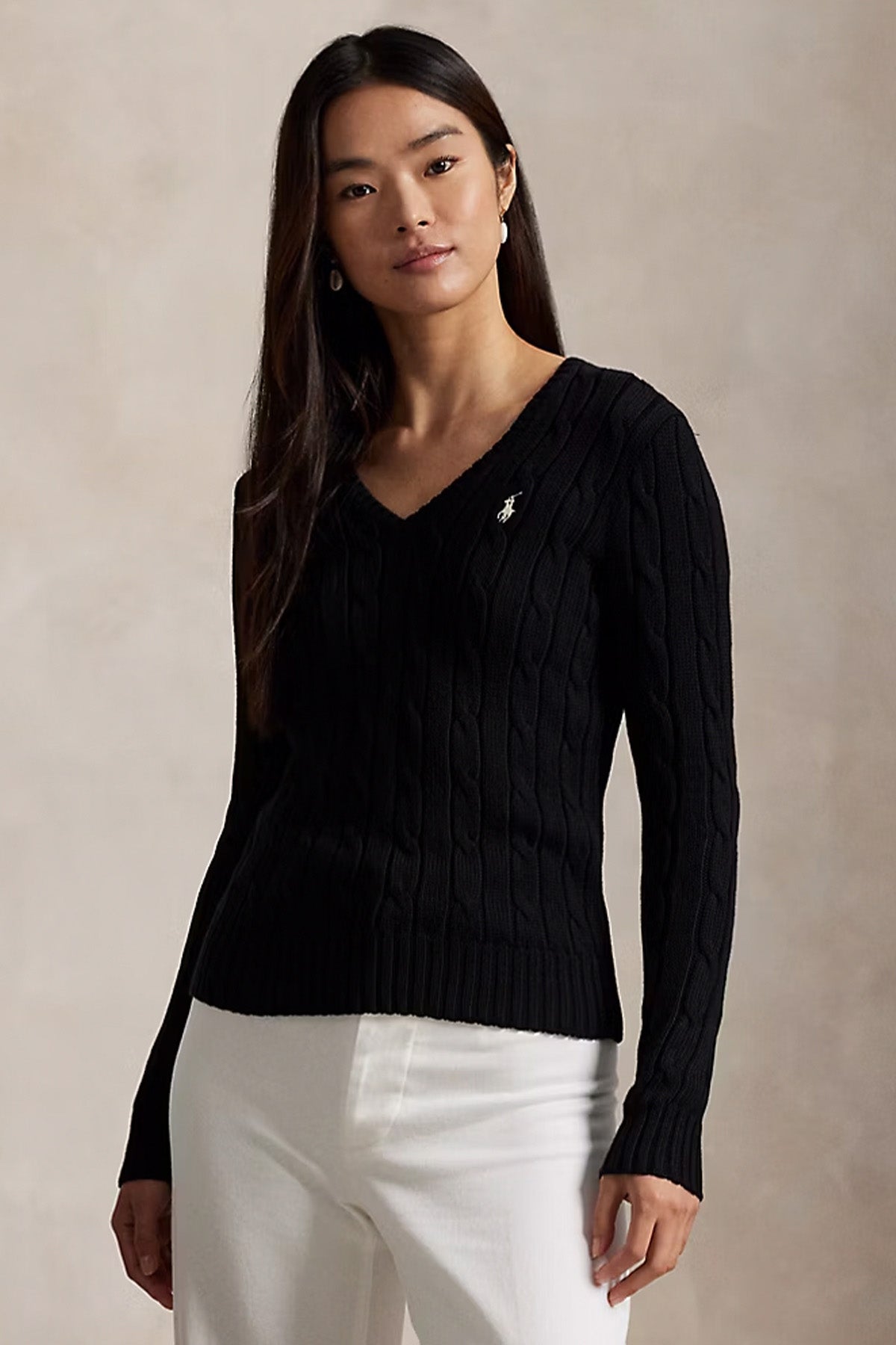 Polo Ralph Lauren Slim Fit V Yaka Saç Örgü Triko