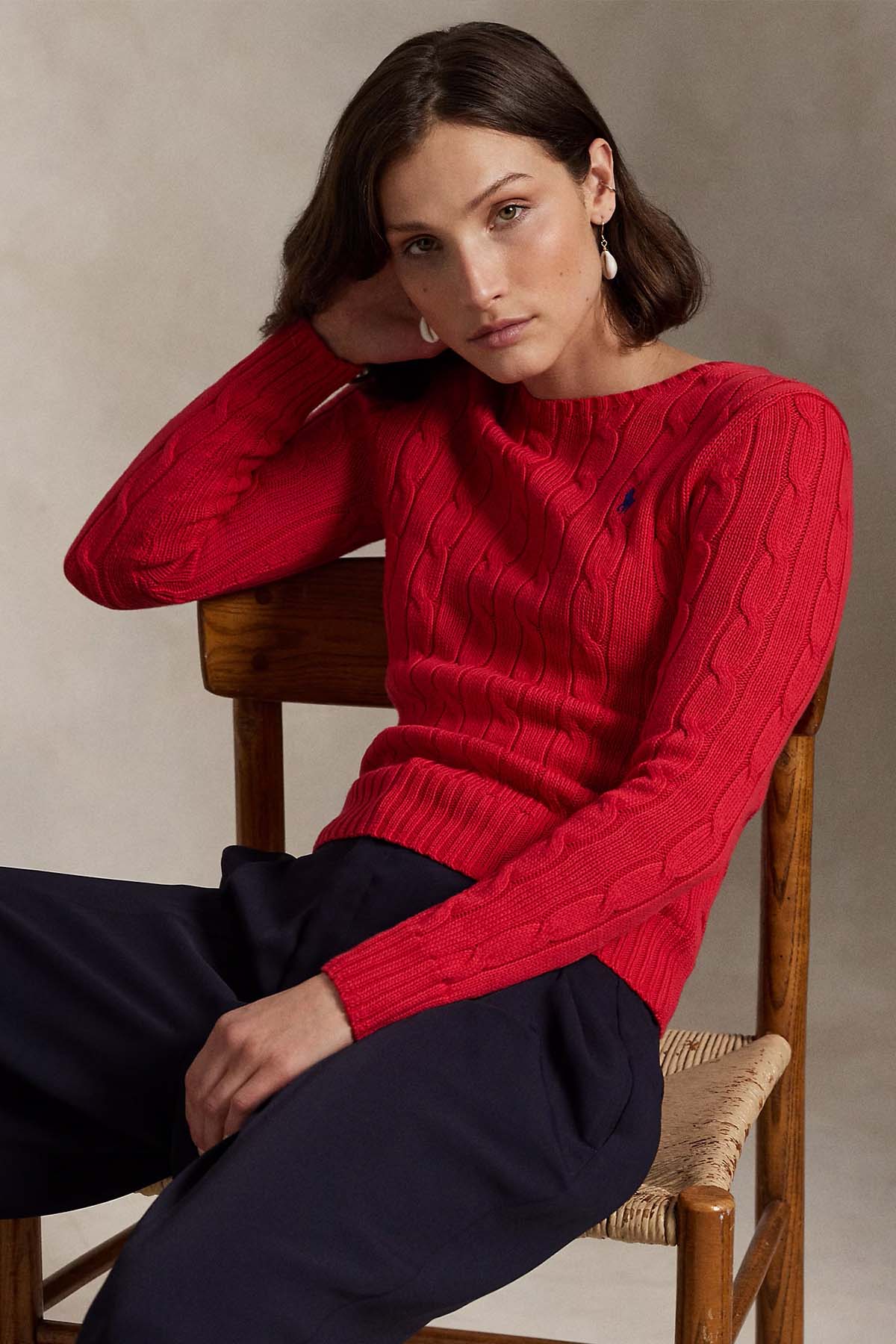 Polo Ralph Lauren Slim Fit Yuvarlak Yaka Saç Örgü Triko