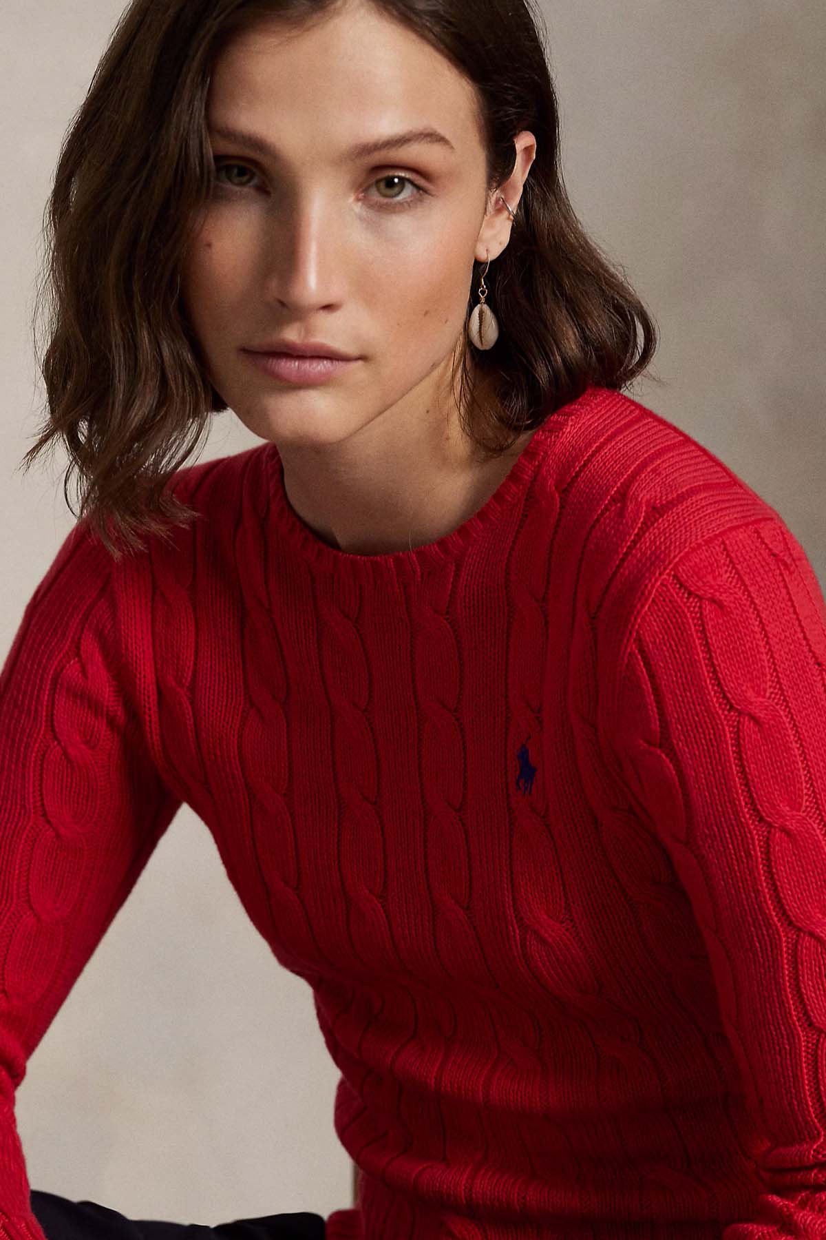 Polo Ralph Lauren Slim Fit Yuvarlak Yaka Saç Örgü Triko