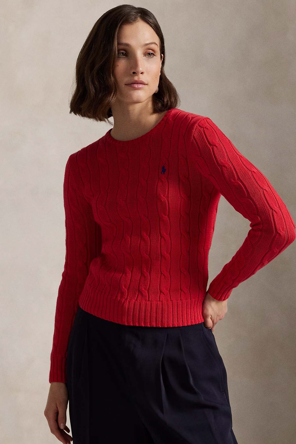 Polo Ralph Lauren Slim Fit Yuvarlak Yaka Saç Örgü Triko