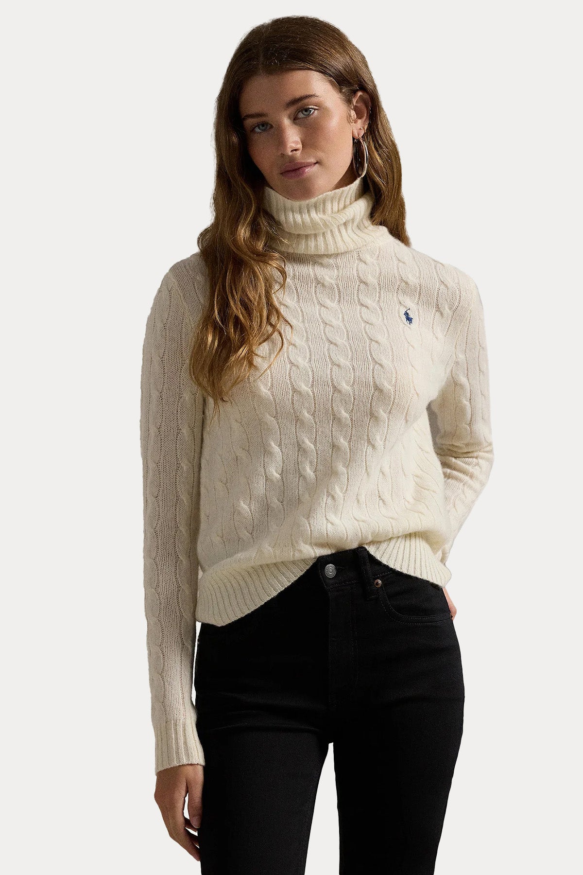 Polo Ralph Lauren Kaşmir Balıkçı Yaka Saç Örgü Yün Triko