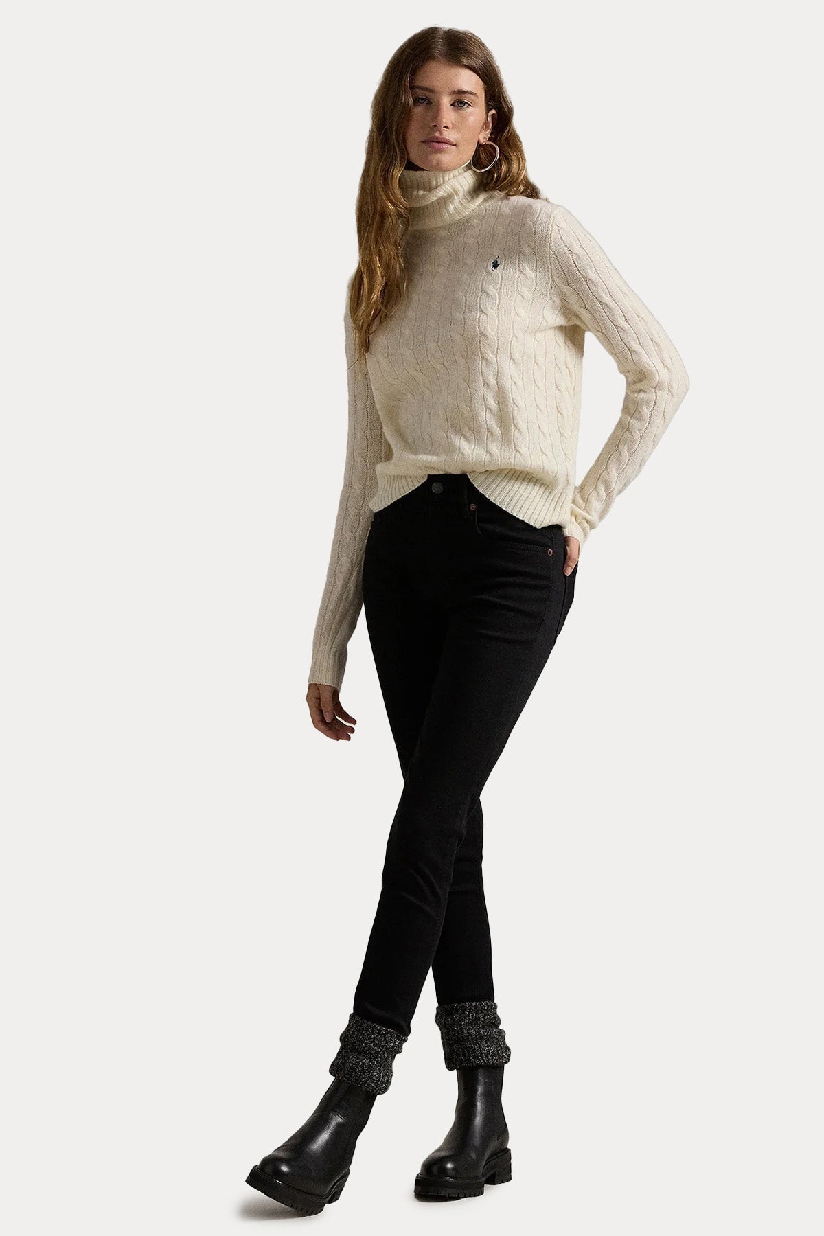 Polo Ralph Lauren Kaşmir Balıkçı Yaka Saç Örgü Yün Triko