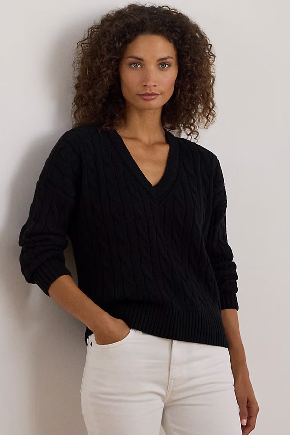 Polo Ralph Lauren Relaxed Fit V Yaka Saç Örgü Triko