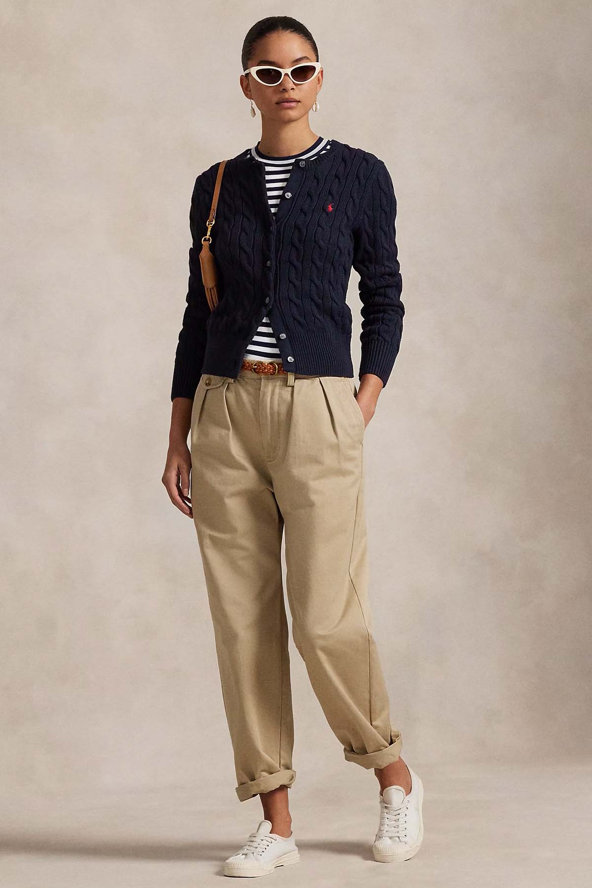 Polo Ralph Lauren Yuvarlak Yaka Saç Örgü Triko Ceket