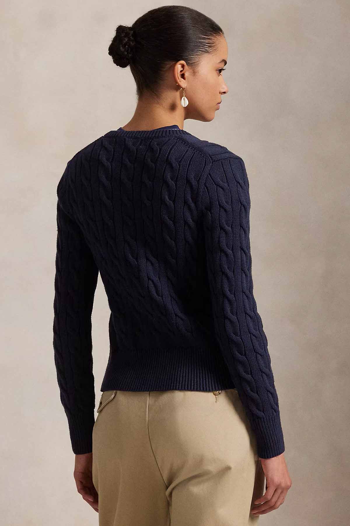 Polo Ralph Lauren Yuvarlak Yaka Saç Örgü Triko Ceket