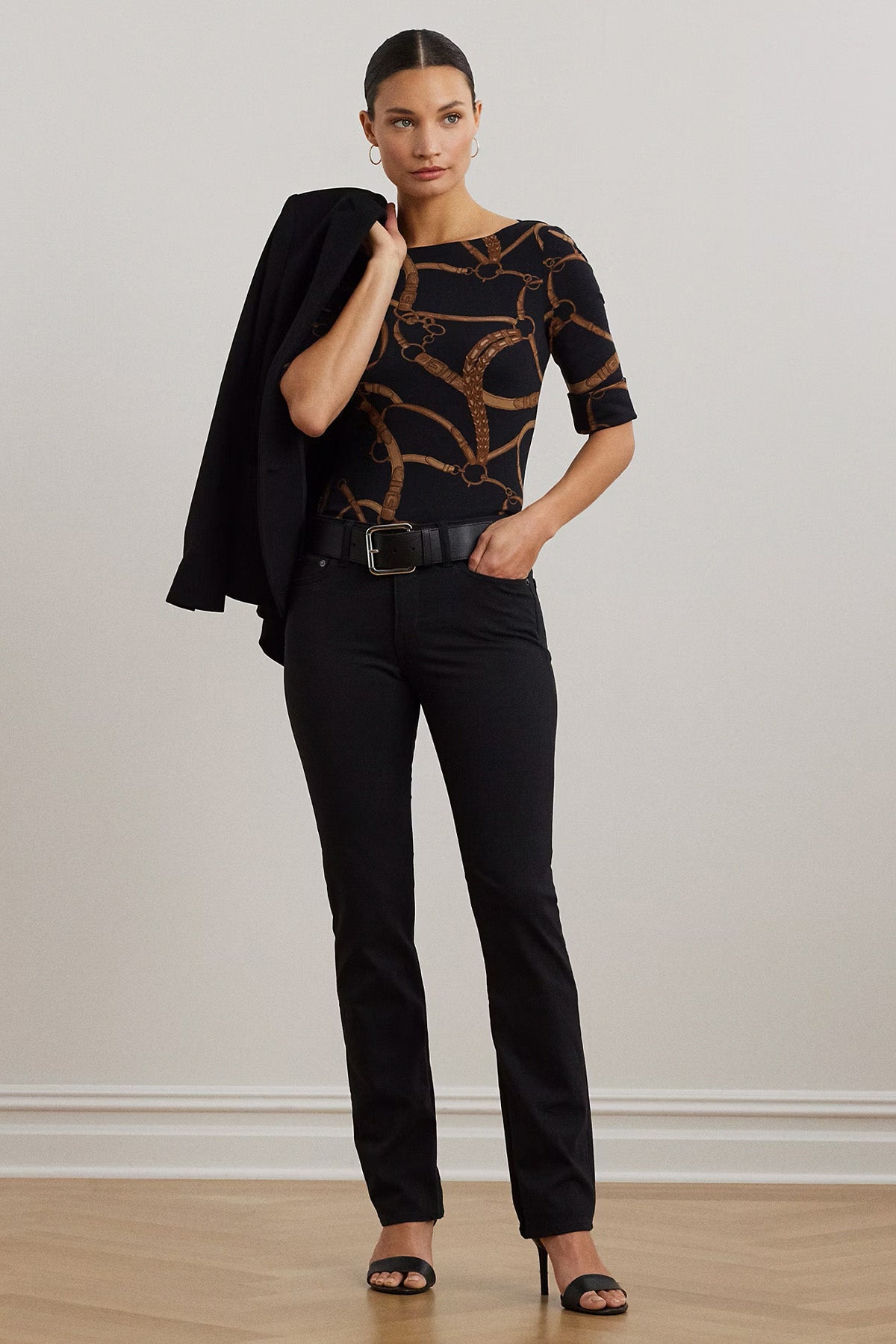 Polo Ralph Lauren Desenli Kayık Yaka Bluz